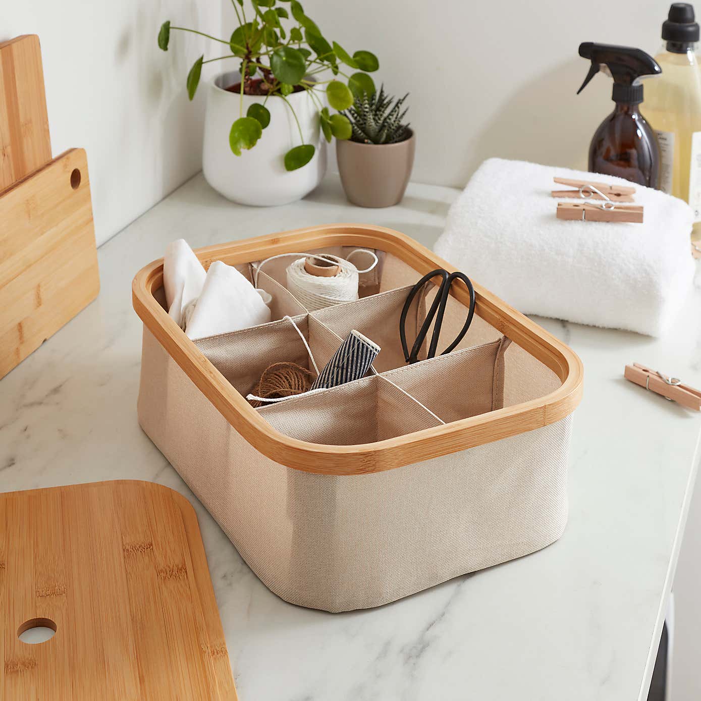 Berkeley 6 Compartments Foldable Storage Basket with Lid