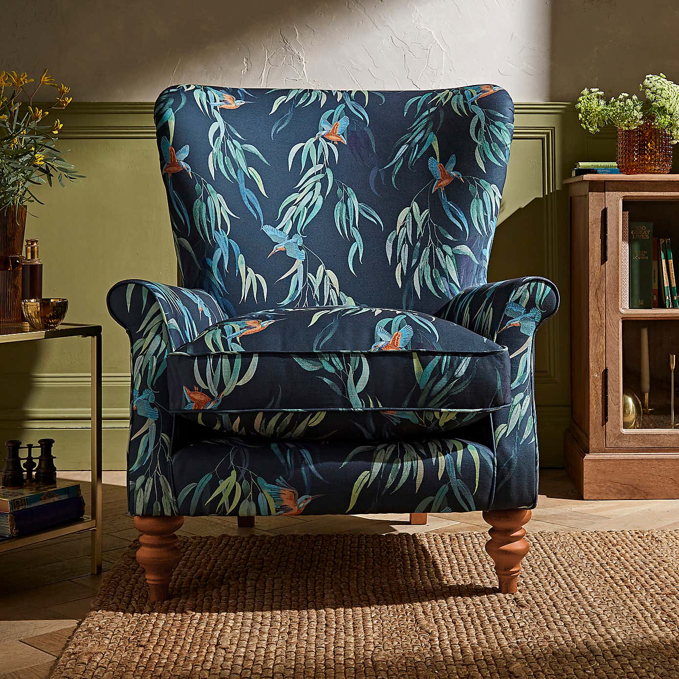 Charbury Kingfisher Print Occasional Armchair