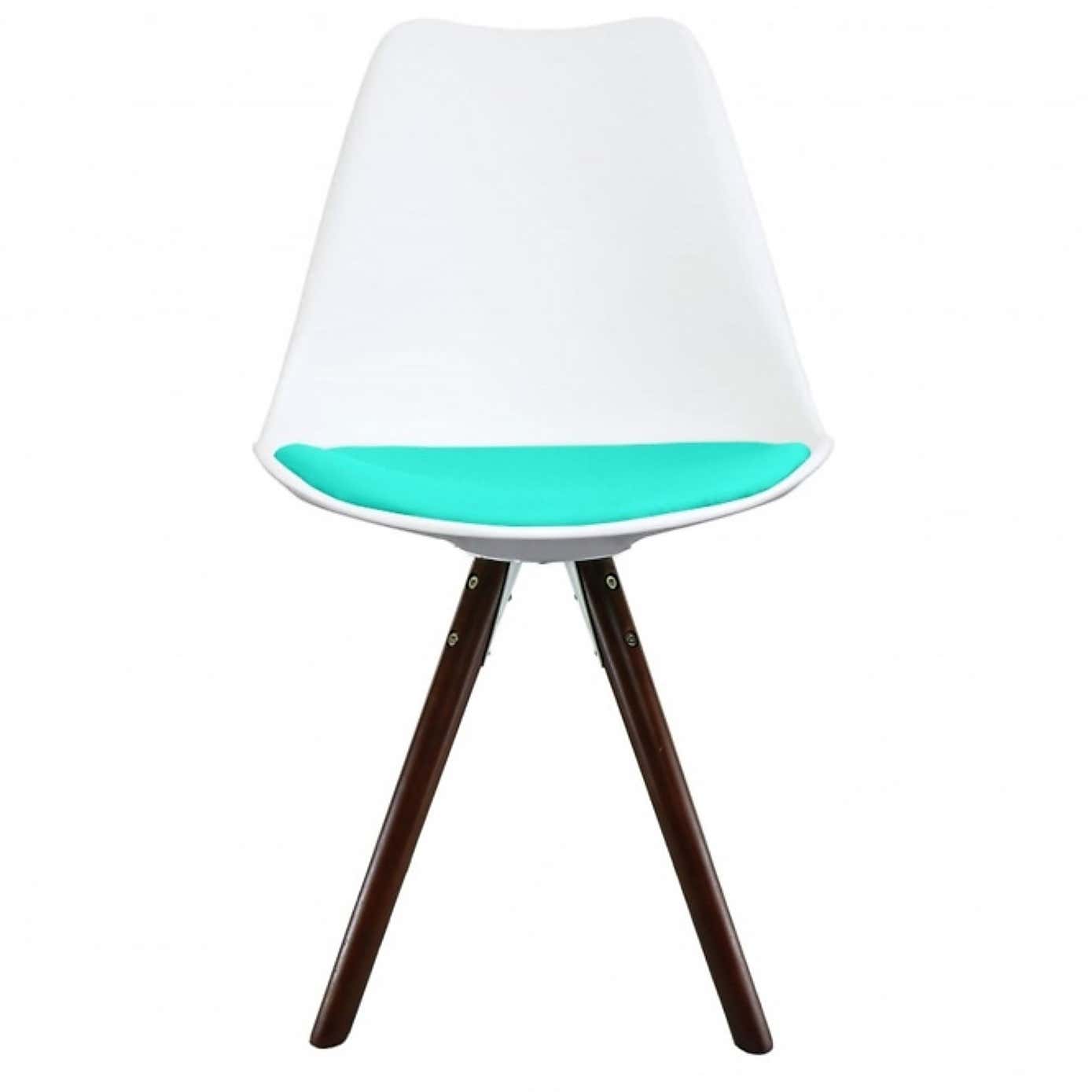 Fusion Living Soho White Plastic Dining Chair with Pyramid Legs