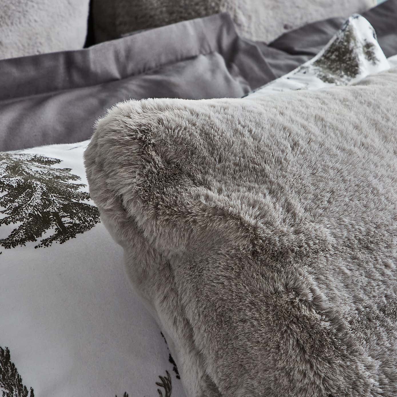 Dorma Purity Faux Fur Grey Cushion