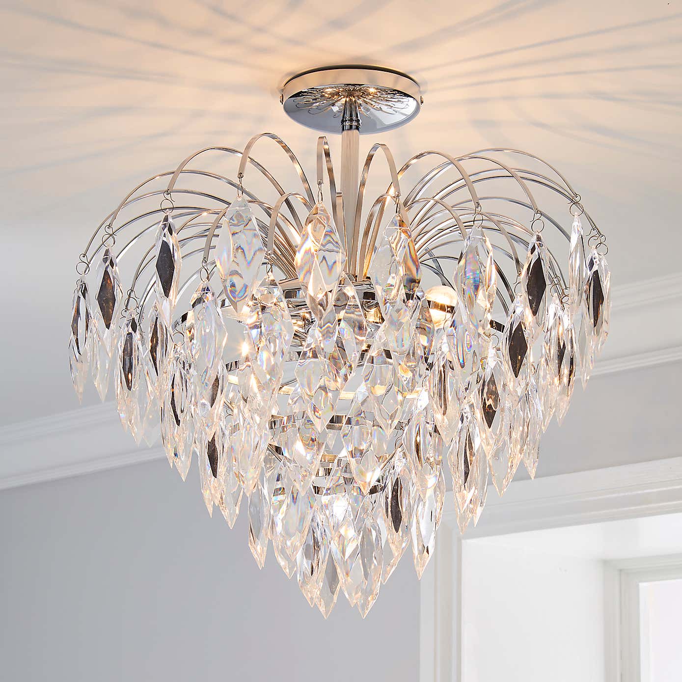 Parla 1 Light Jewels Semi-Flush Ceiling Fitting