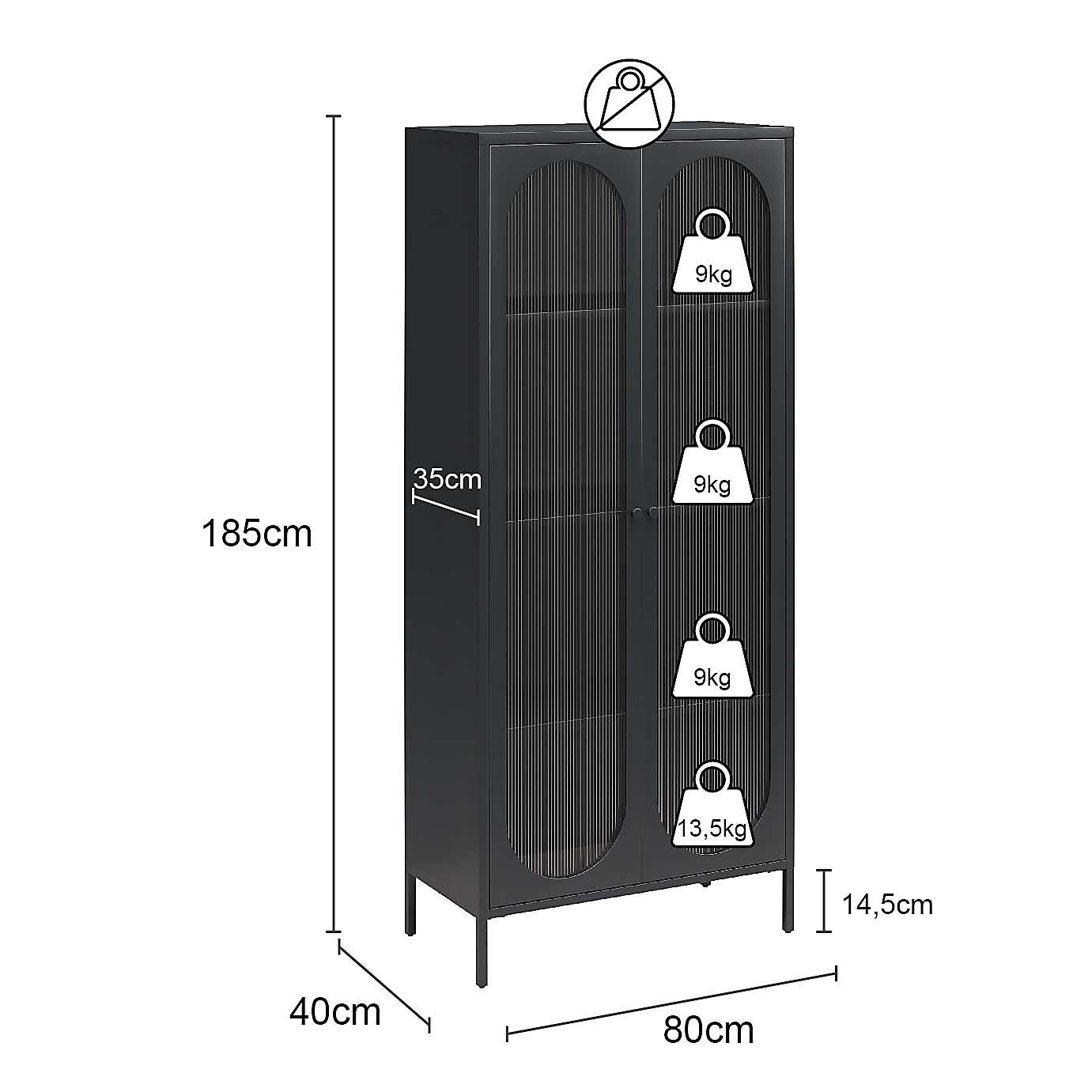 Luna Tall Fluted Sideboard, Glass