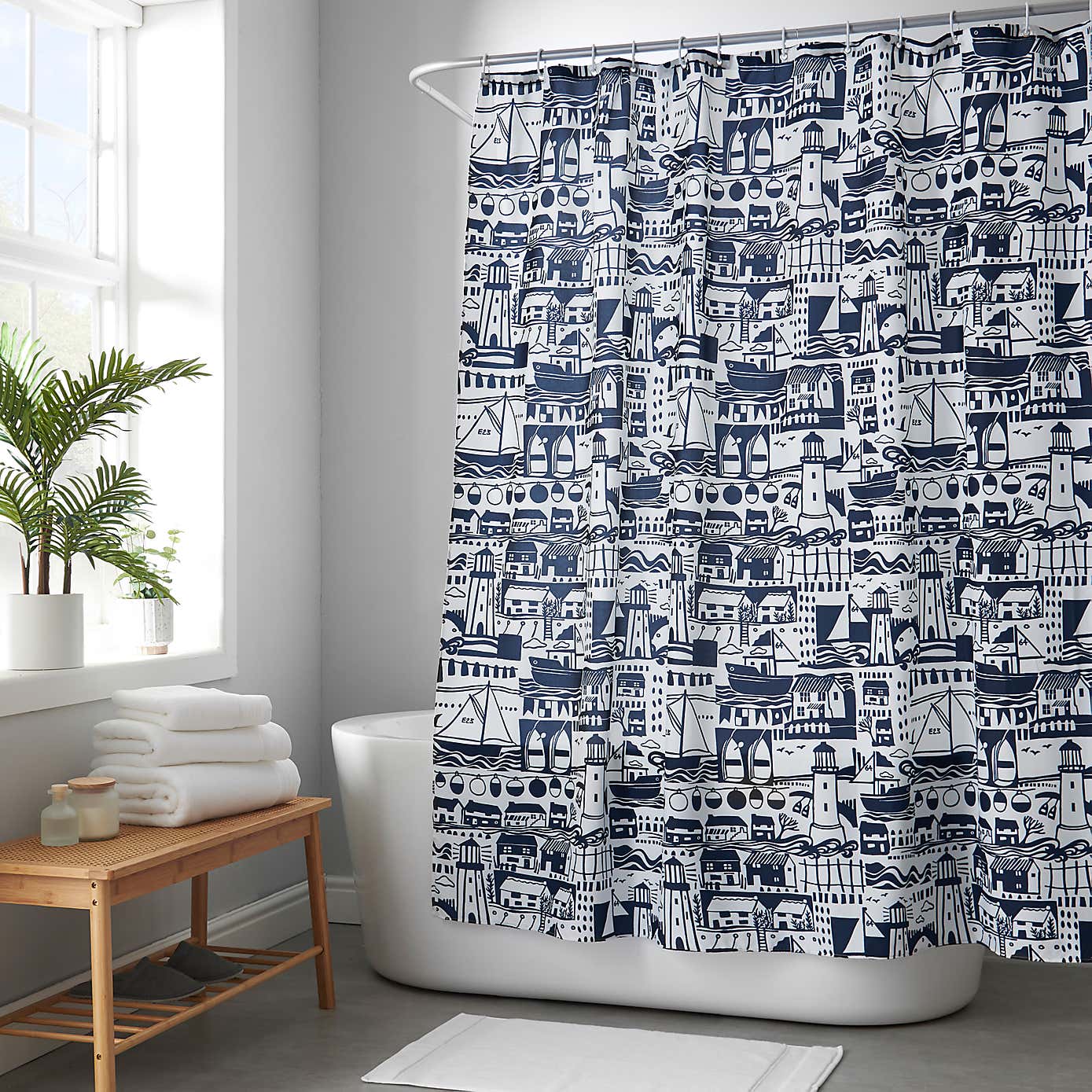 Elements Coastal Boats Shower Curtain