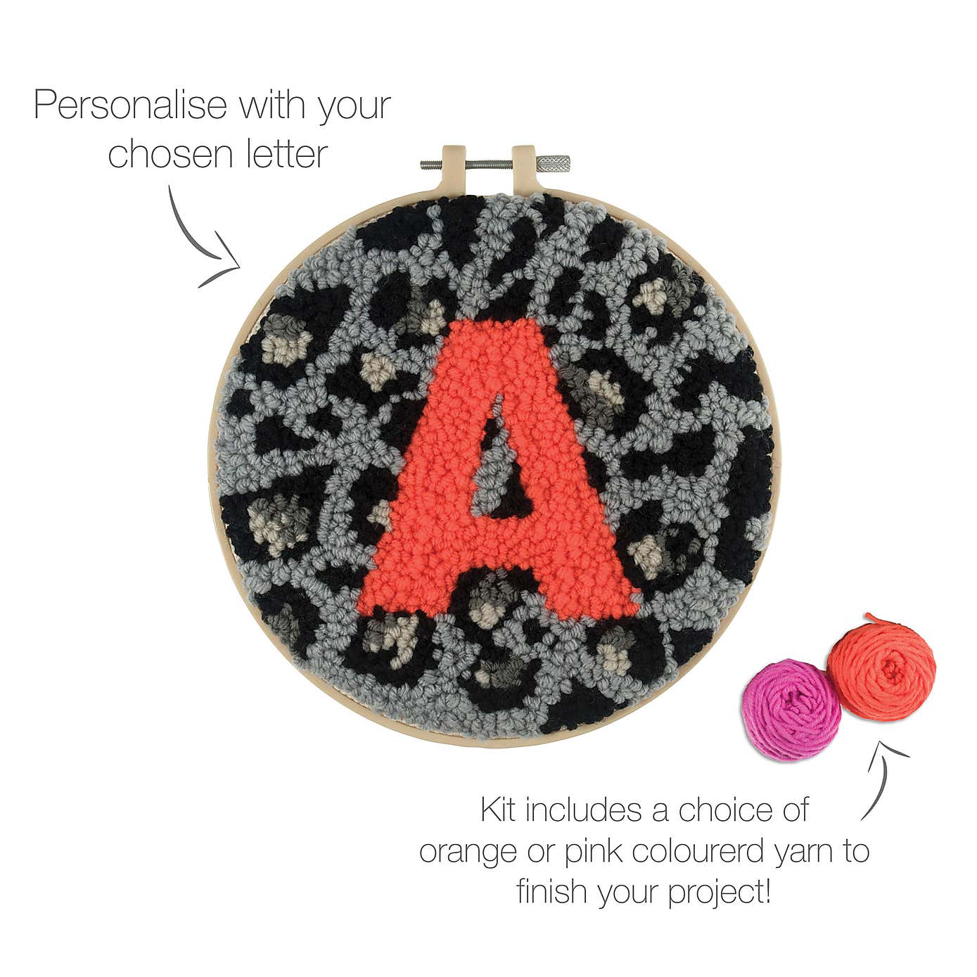 Punch Needle Kit Yarn Hoop Kit Animal Print Mno