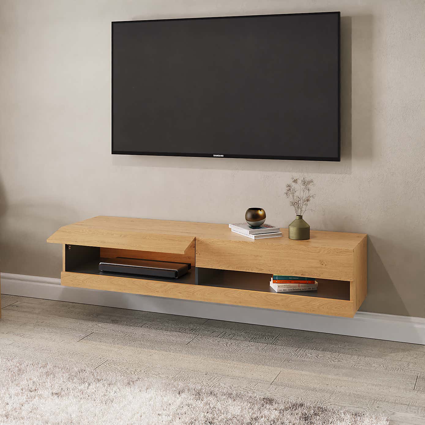 Delta 150cm Wall TV Unit with LEDs for TVs up to 65"