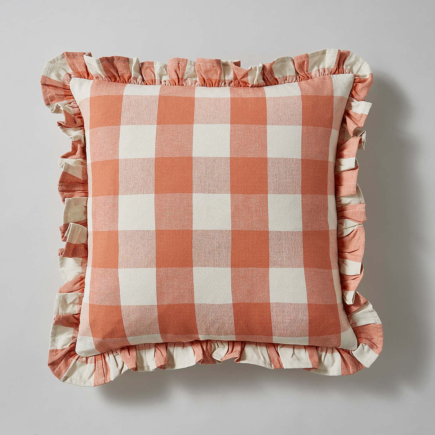 Frilled Check Cushion Clay