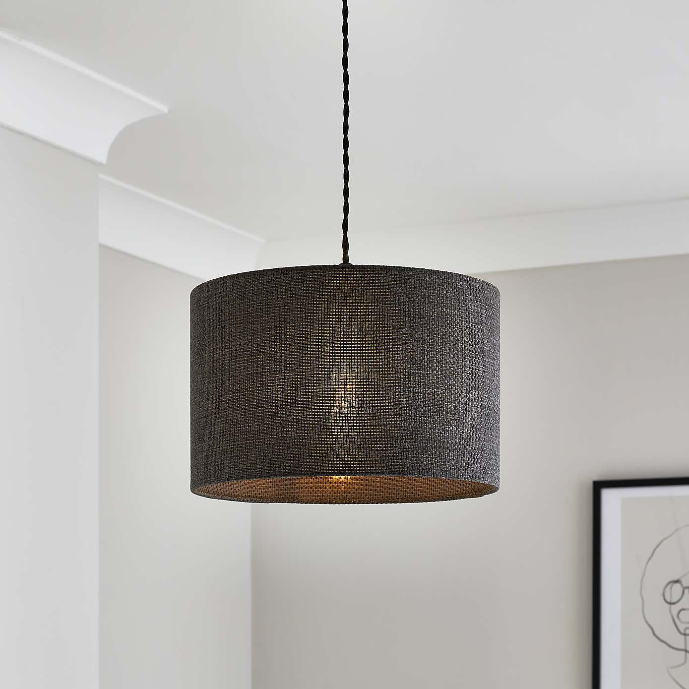 Barkweave Easy Fit Drum Lamp Shade