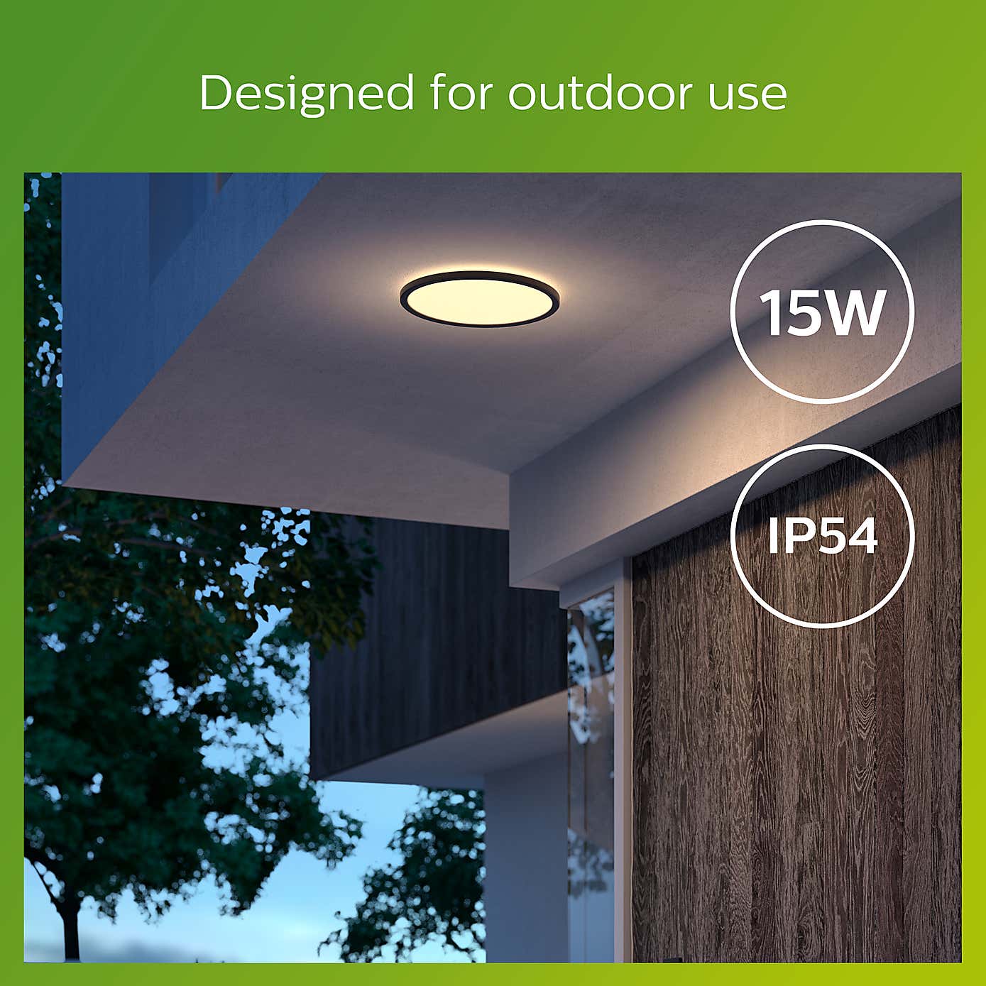 Philips Superslim Integrated LED Outdoor Ceiling Light, Warm White