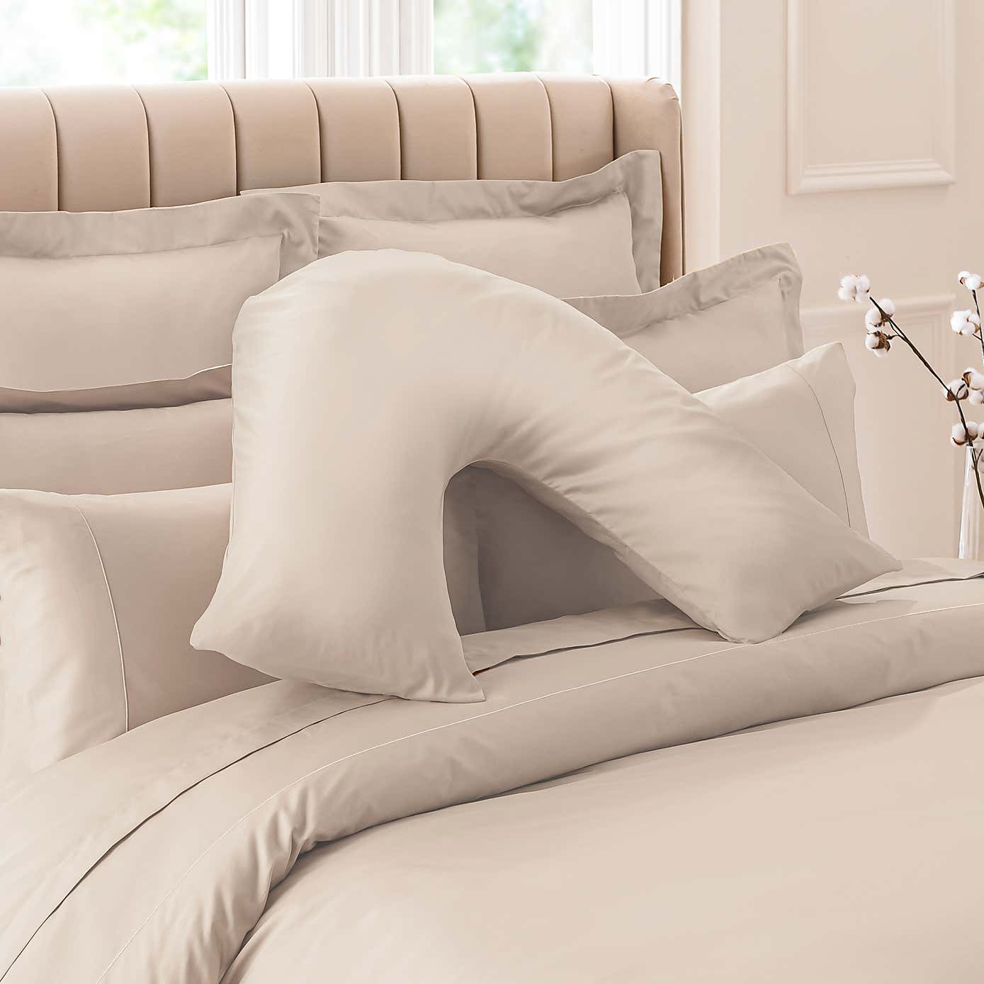 Dorma 300 Thread Count 100% Cotton Sateen Plain V-Shaped Pillowcase