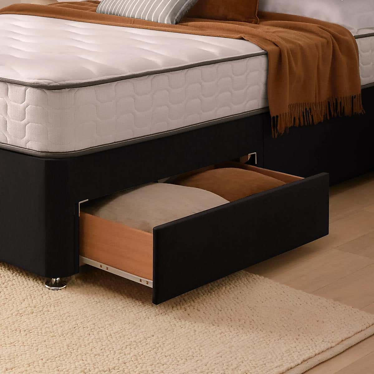 Silentnight 2 Drawer Divan Bed With Fabric Paris Headboard