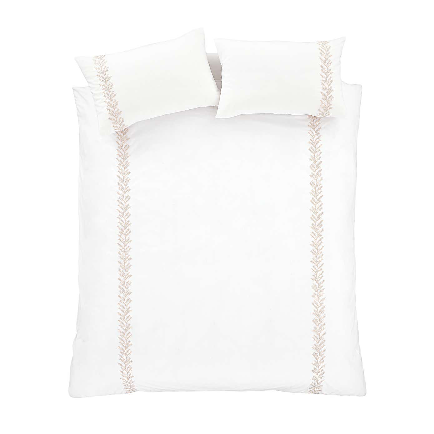 Bianca Embroidery Leaf Duvet Cover and Pillowcase Set