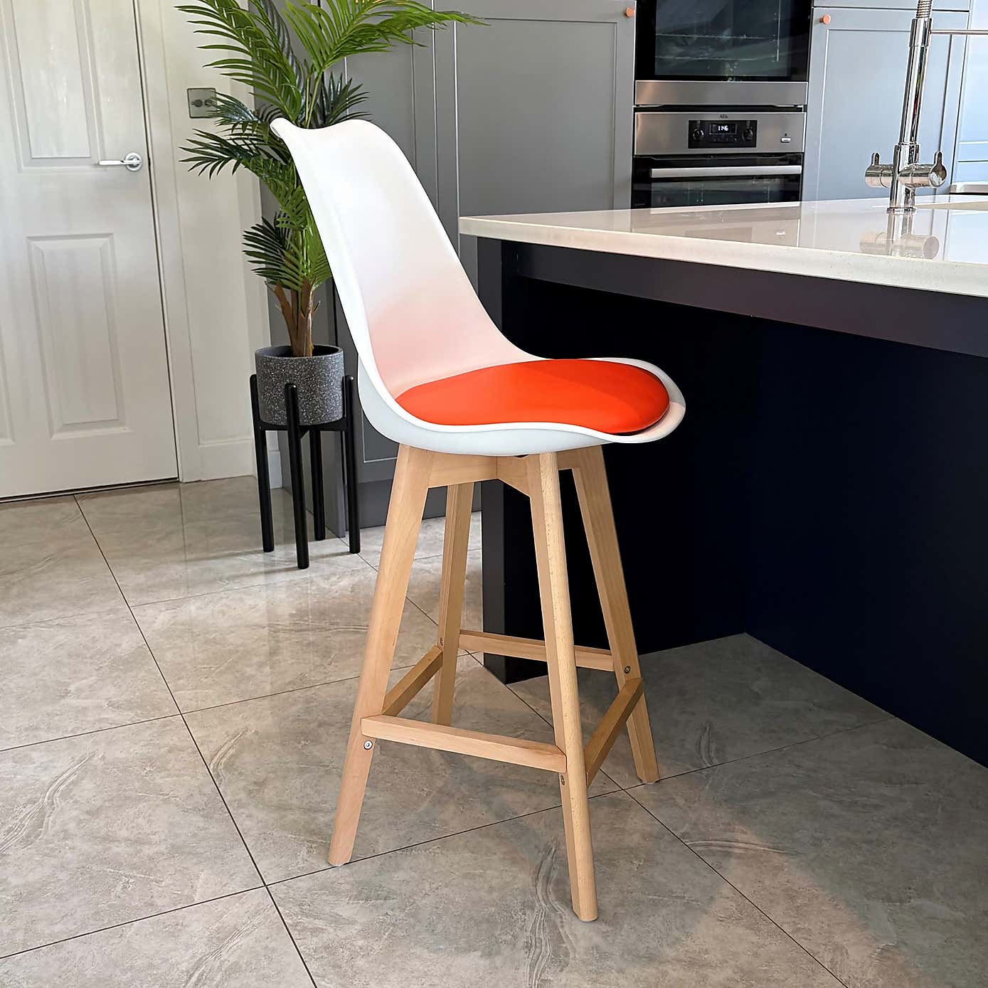 Fusion Living Soho White Plastic Bar Stool