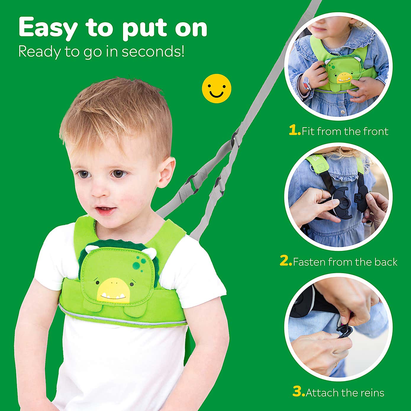 Trunki Toddlepak Dudley the Dinosaur Walking Reins Safety Harness