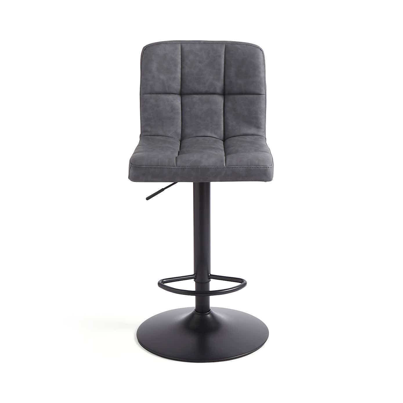 Jasmine Adjustable Height Swivel Bar Stool, Faux Leather