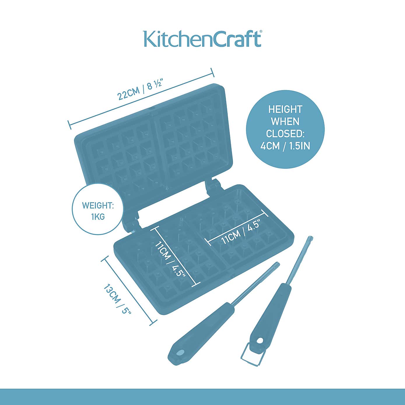 KitchenCraft Non-Stick Metal Double Stovetop Waffle Maker