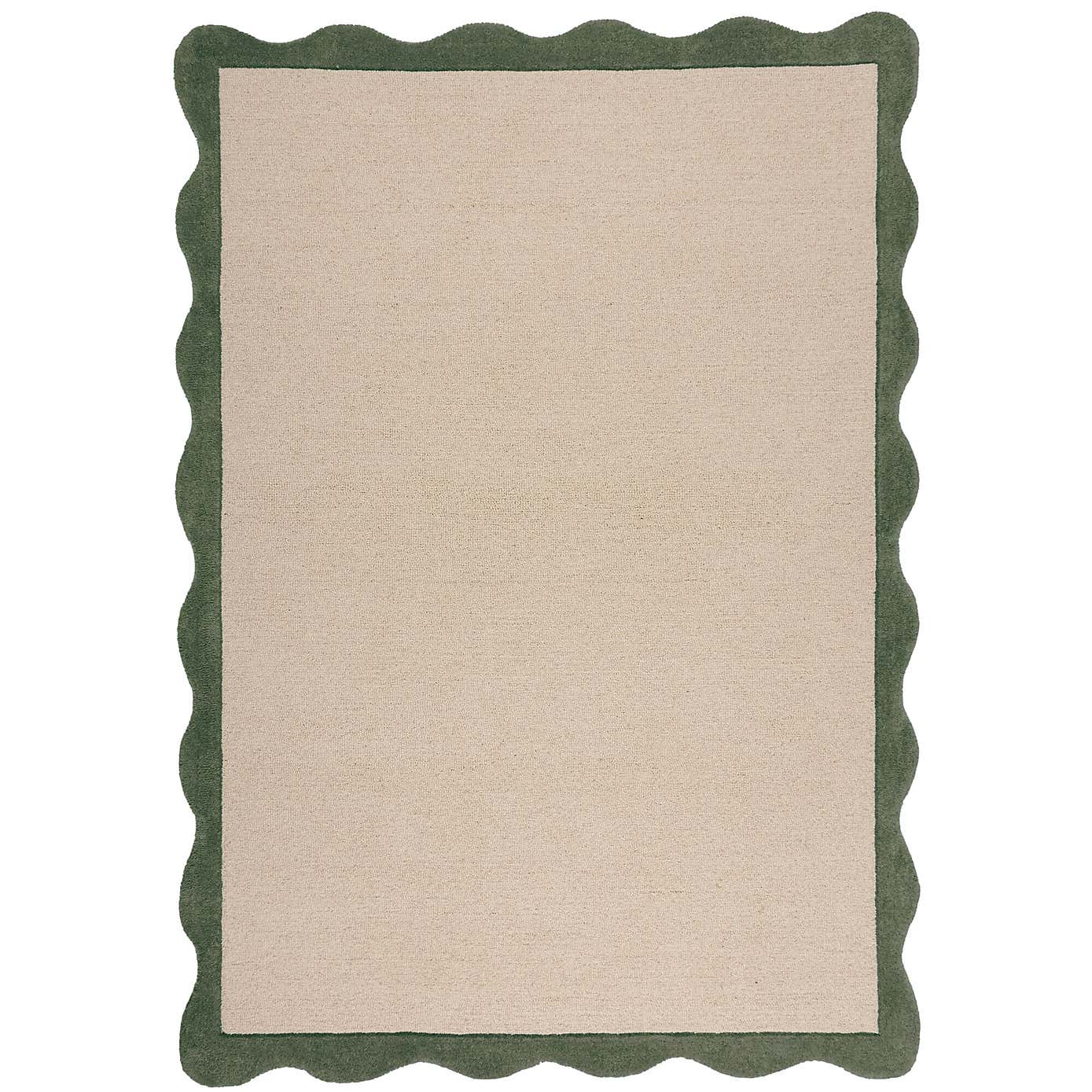 Bonnie Scallop Natural Border Wool Rug