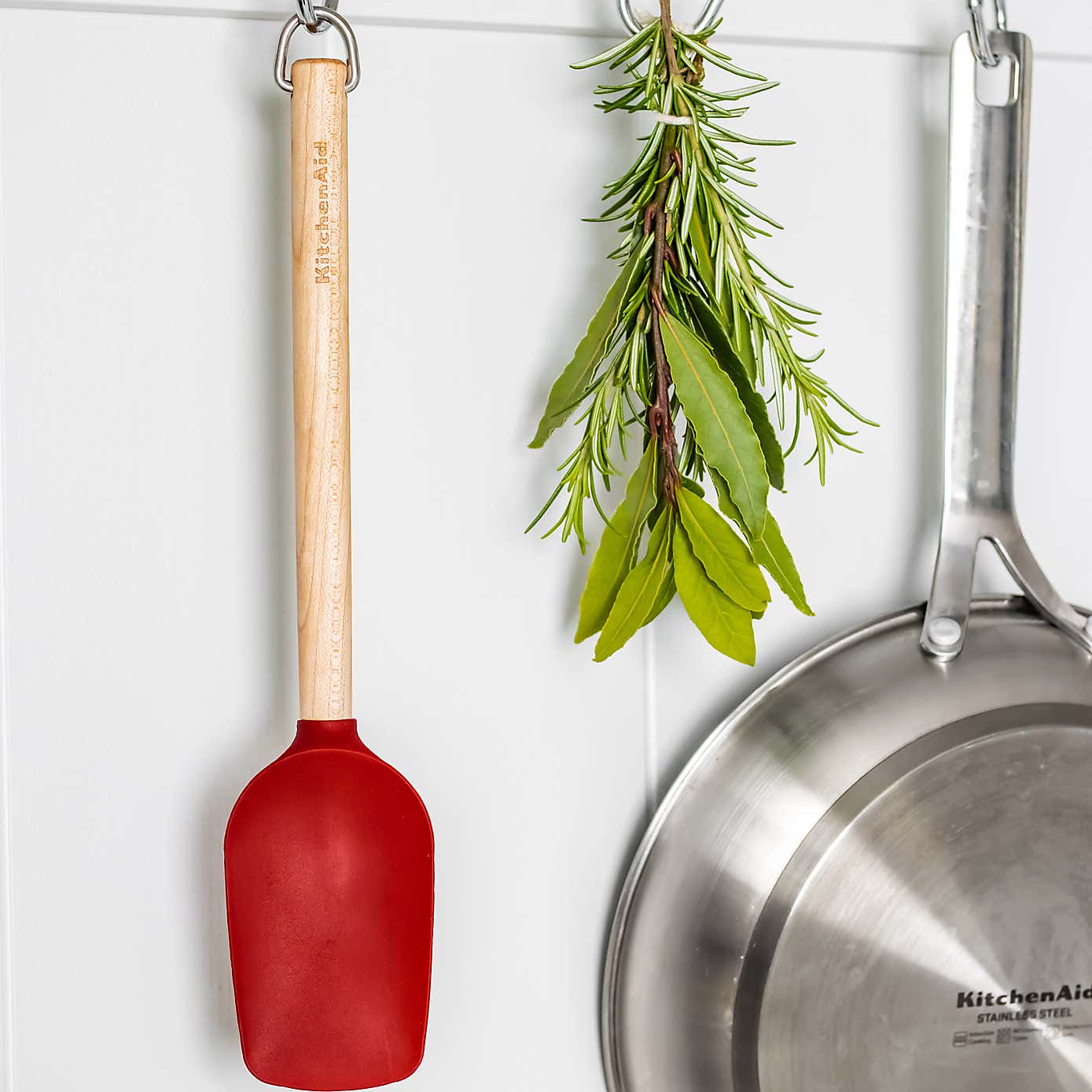 KitchenAid Birchwood & Red Silicone Spoon Spatula