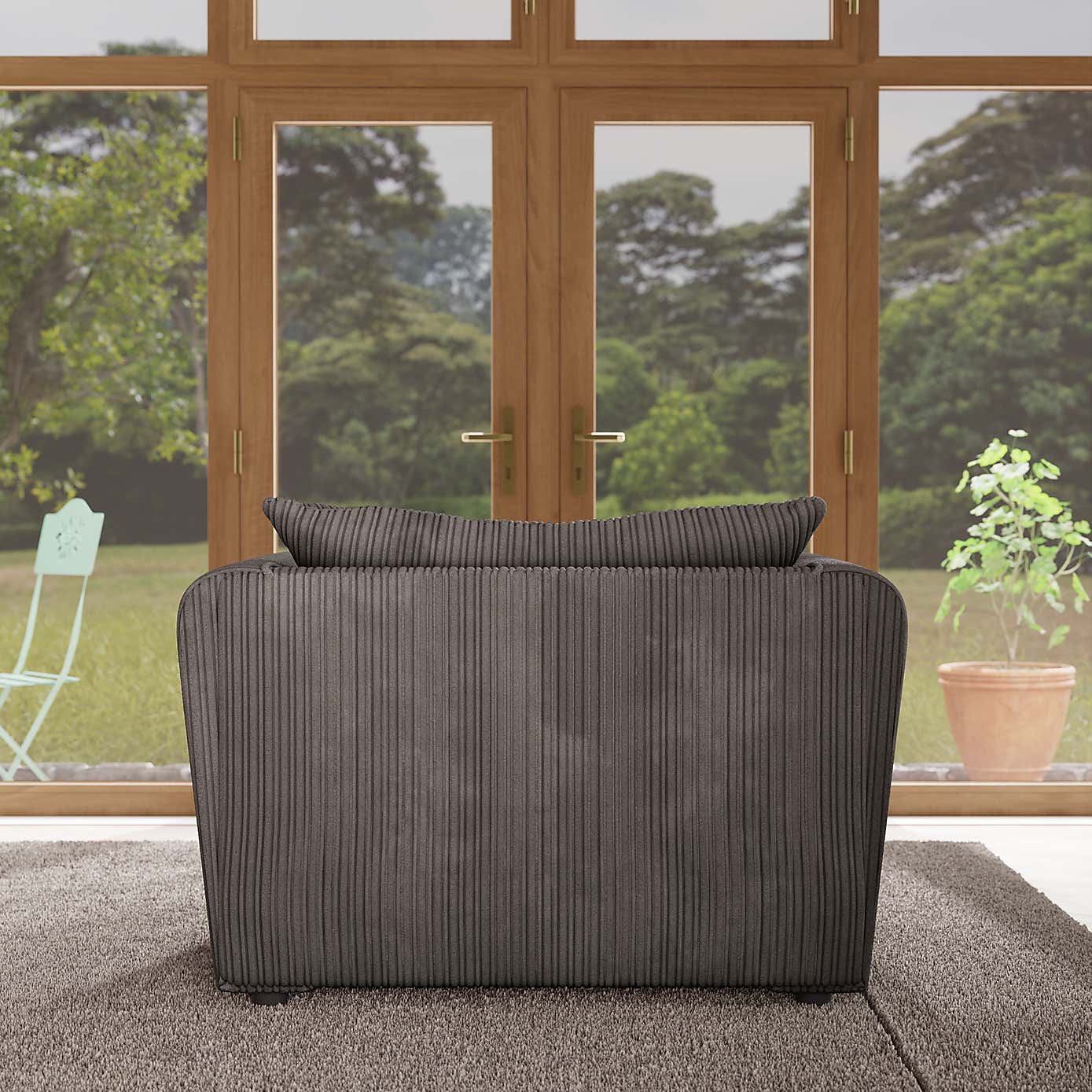 Blake Curved Arm Jumbo Cord Snuggle Chair