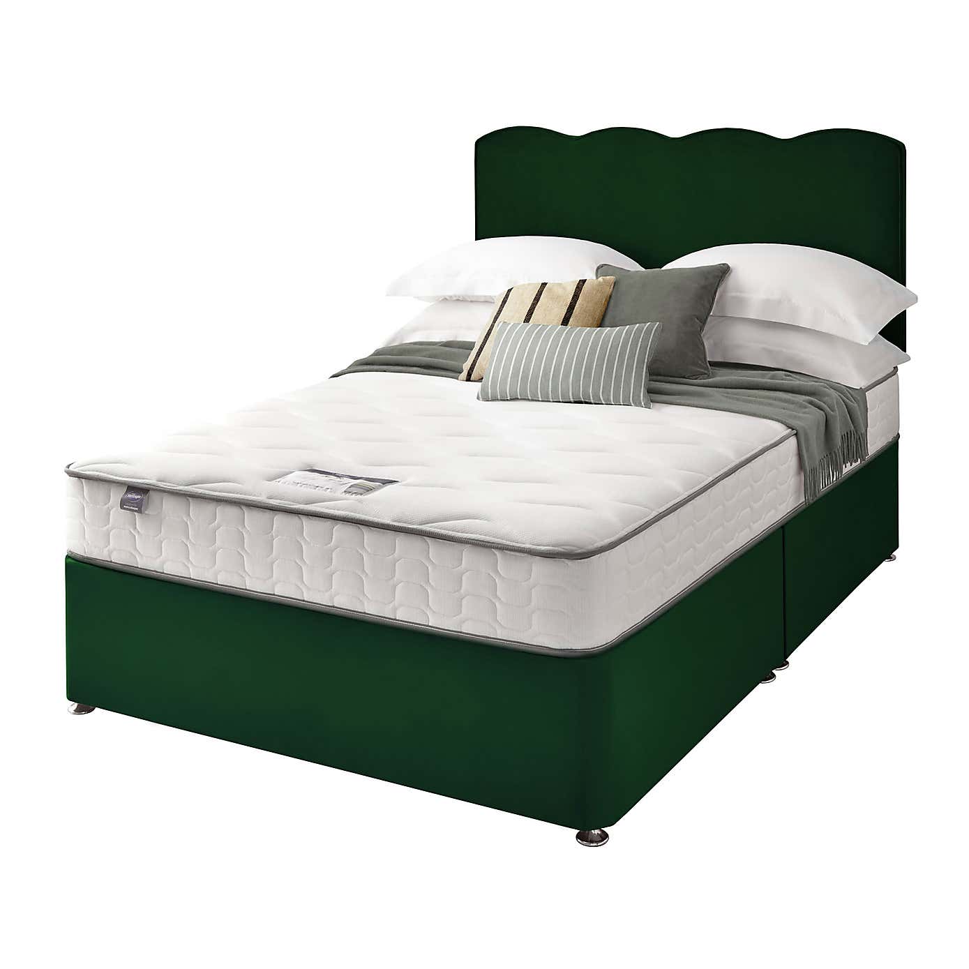 Silentnight 2 Drawer Divan Bed With Velvet Wave Headboard