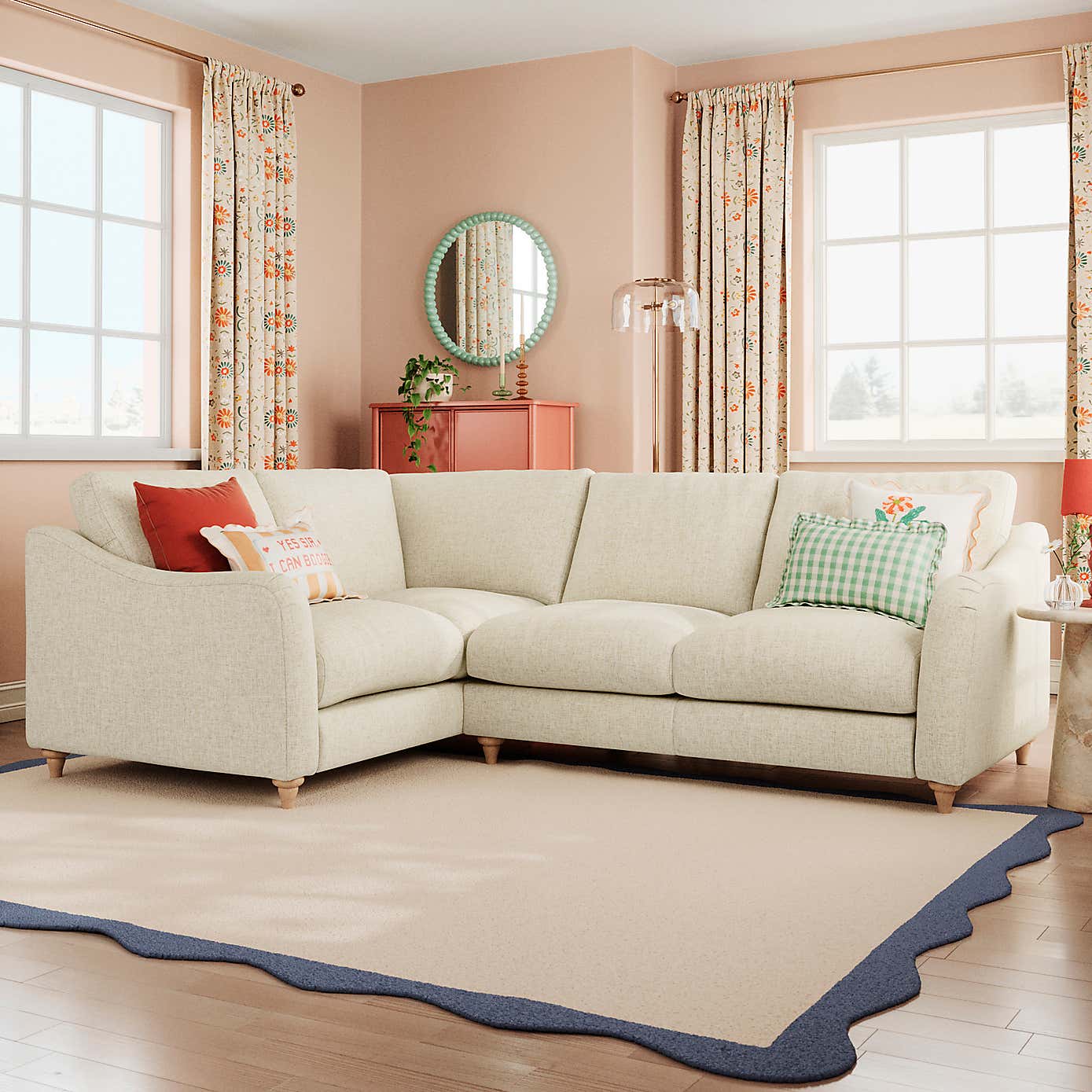 Hattie Slub Faux Linen Corner Sofa