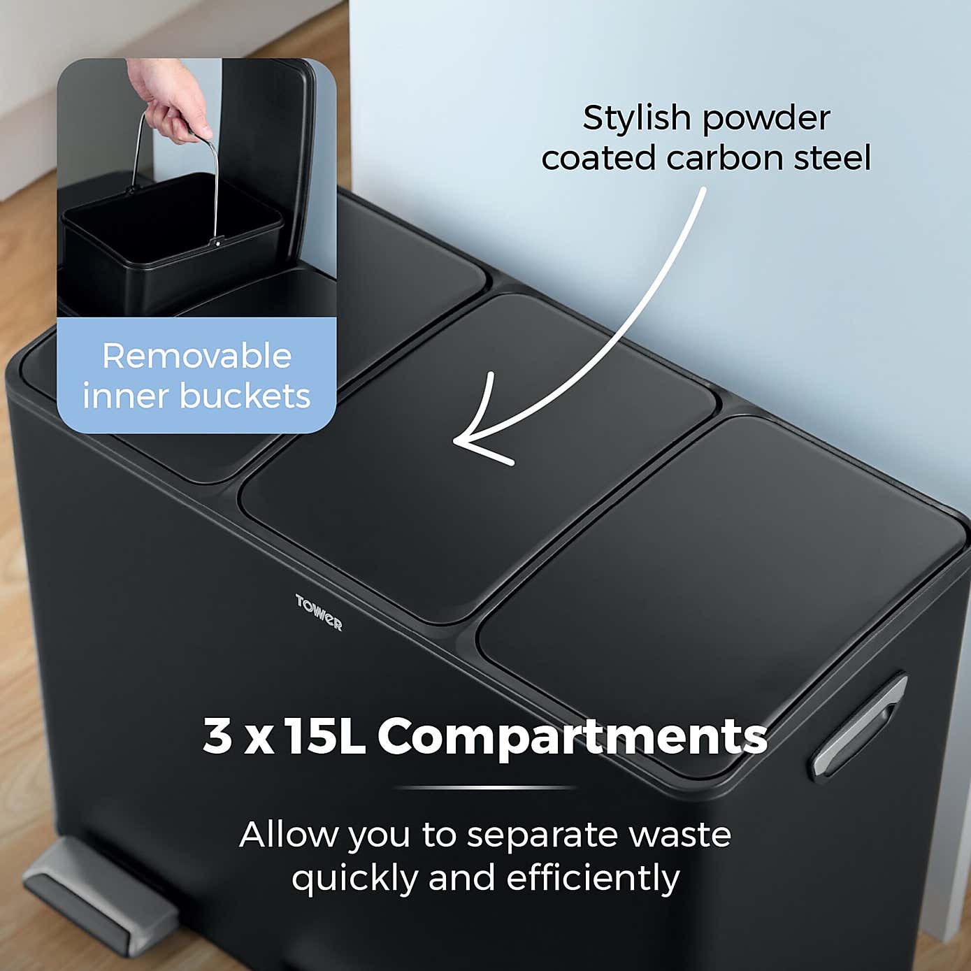 Tower 45L Recycling Pedal Bin