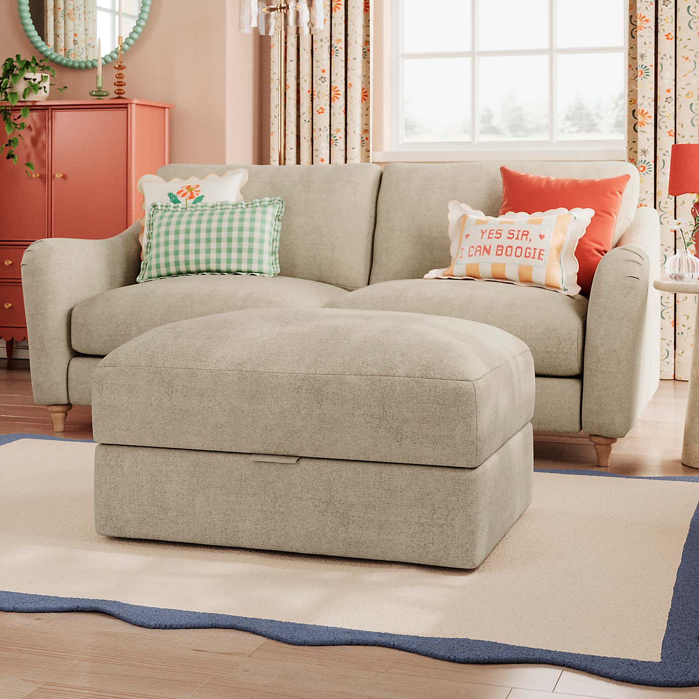 Hattie Tonal Plush Chenille Storage Footstool