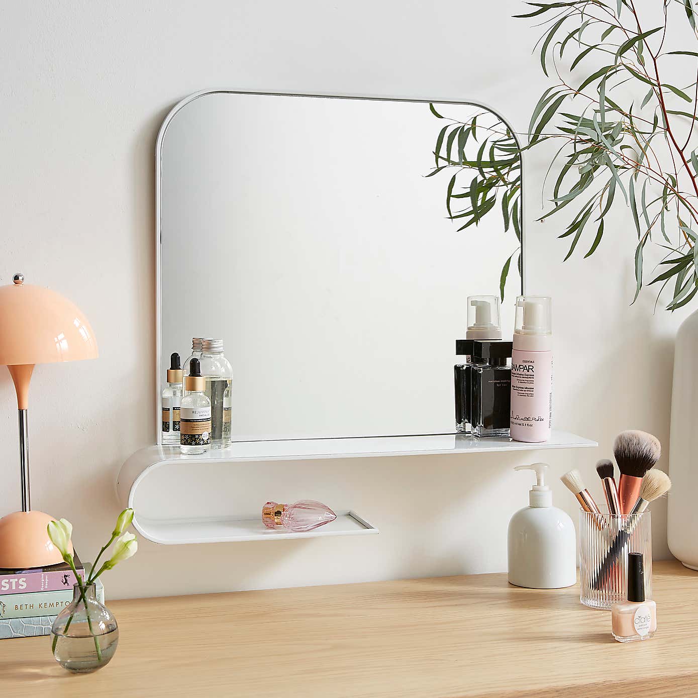 Elements Squoval Wall Mirror with Curling Shelf