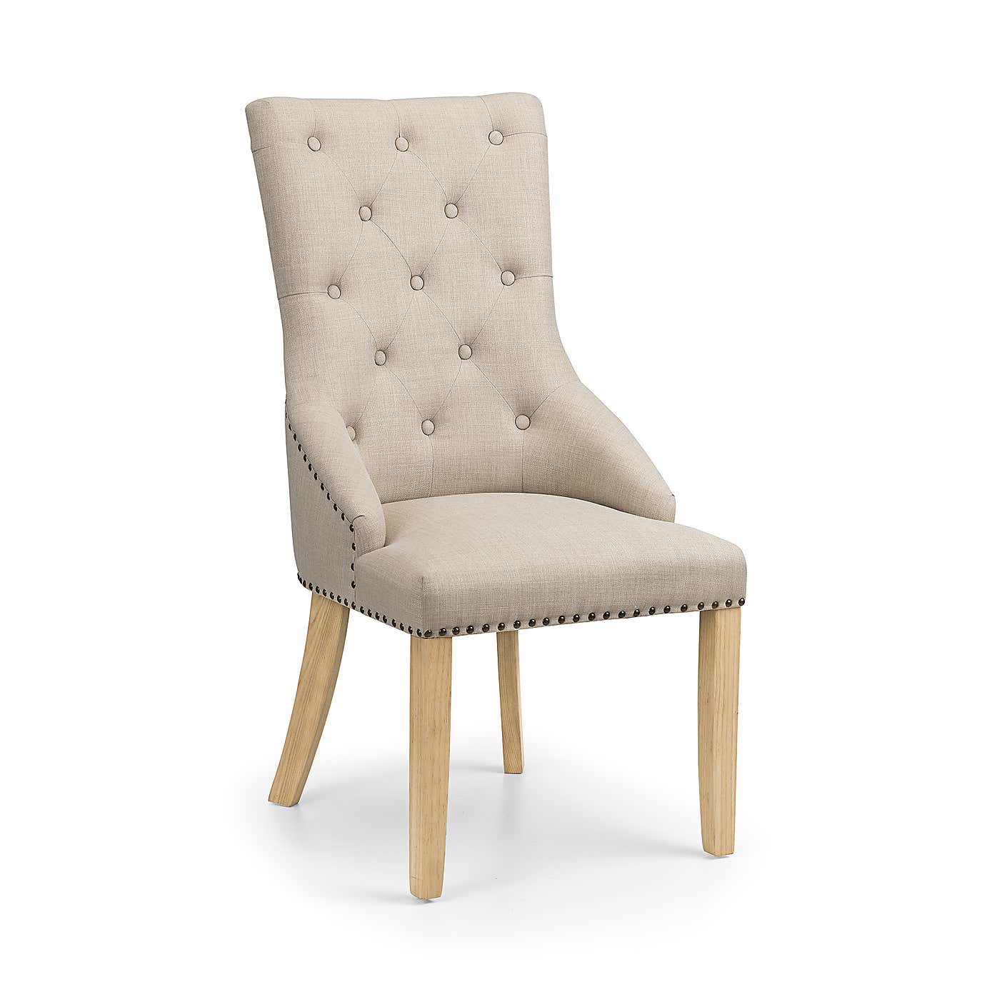 Loire Set Of 2 Button Back Dining Chairs, Linen