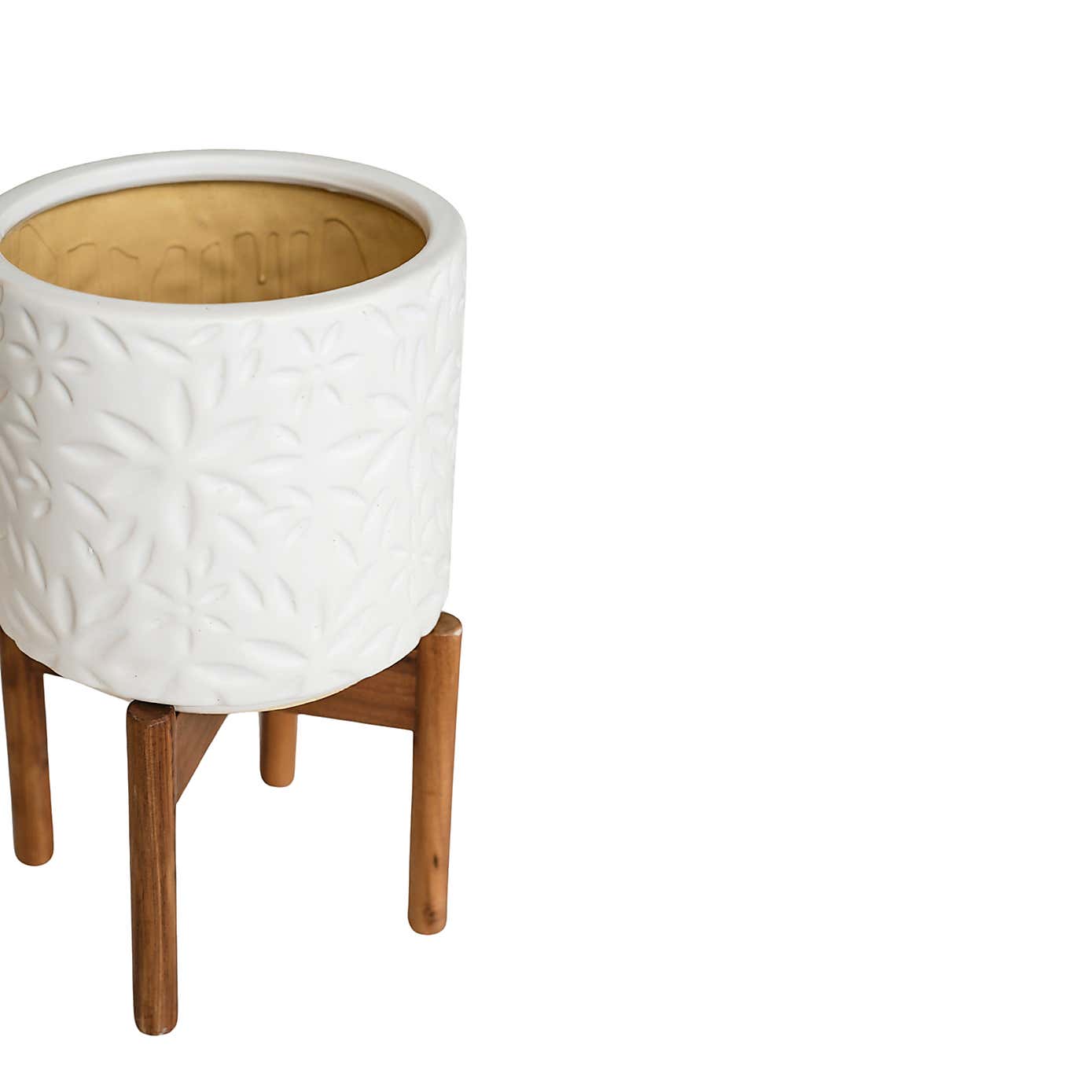 Aspen Flower Ceramic Plant Pot with Stand