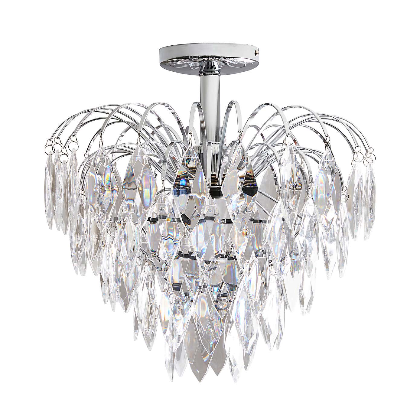 Parla 1 Light Chrome Semi-Flush Ceiling Fitting