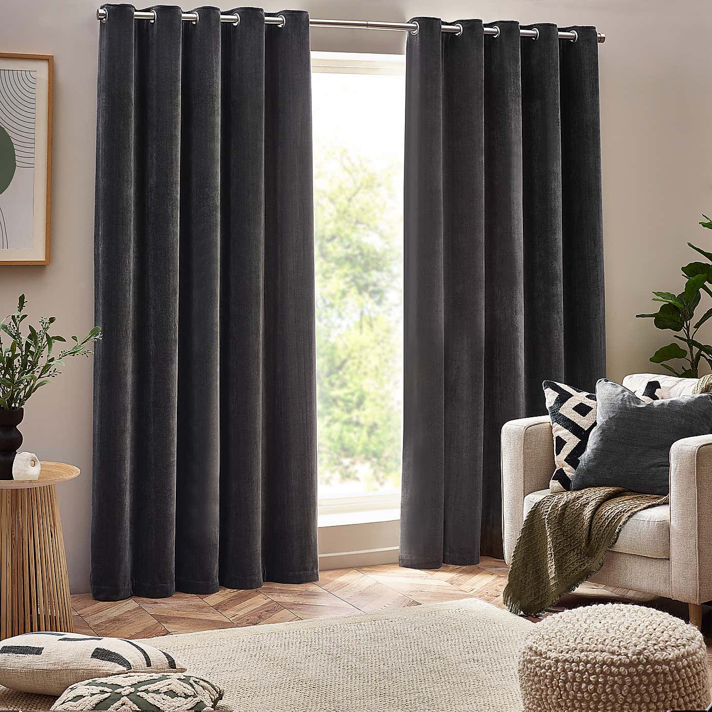 Yard Heavy Chenille Eyelet Curtains