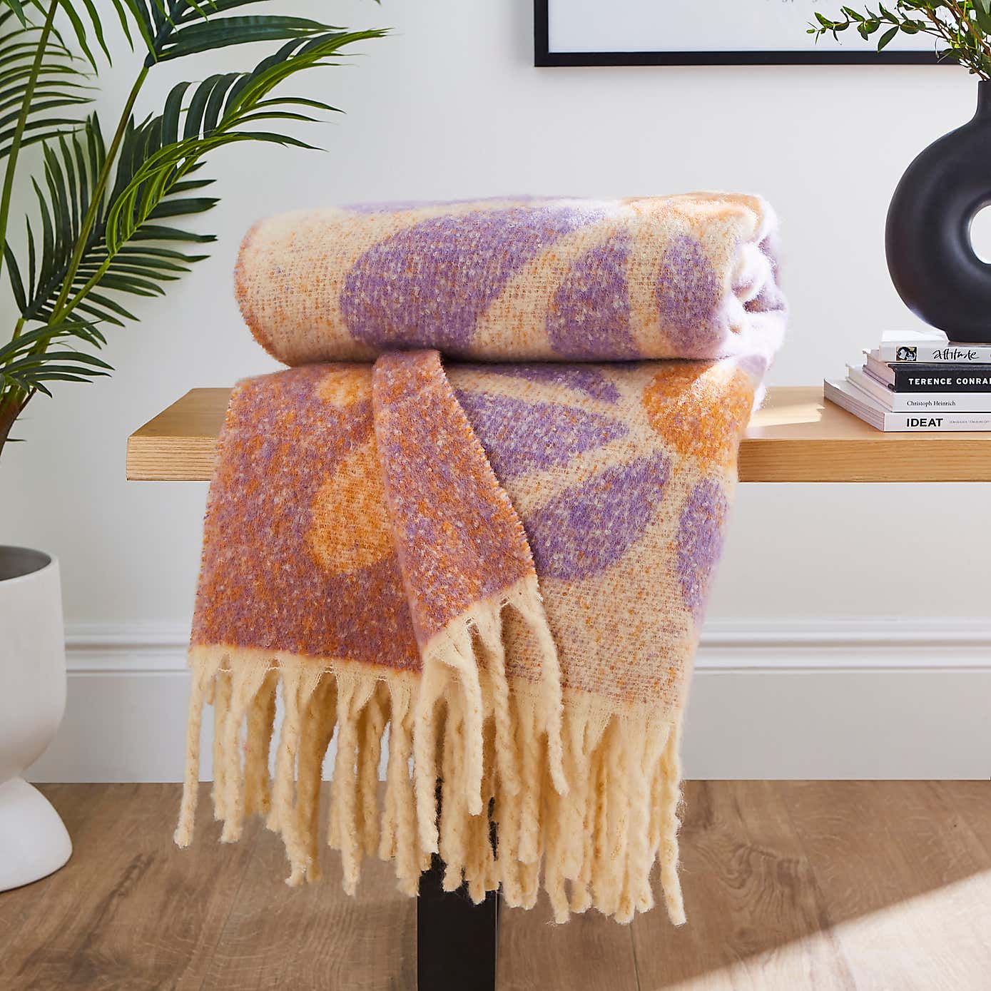Retro Flower Mohair Throw 130cm x 180cm