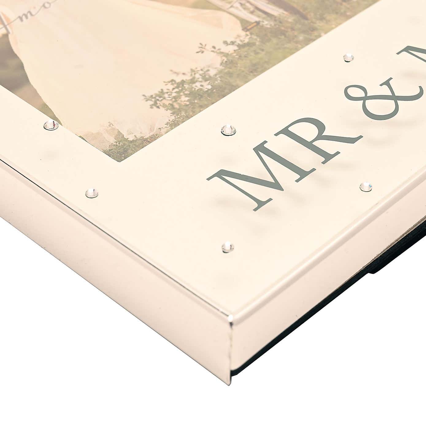 Amore Silver Plated Mr & Mrs Box Photo Frame with Crystals