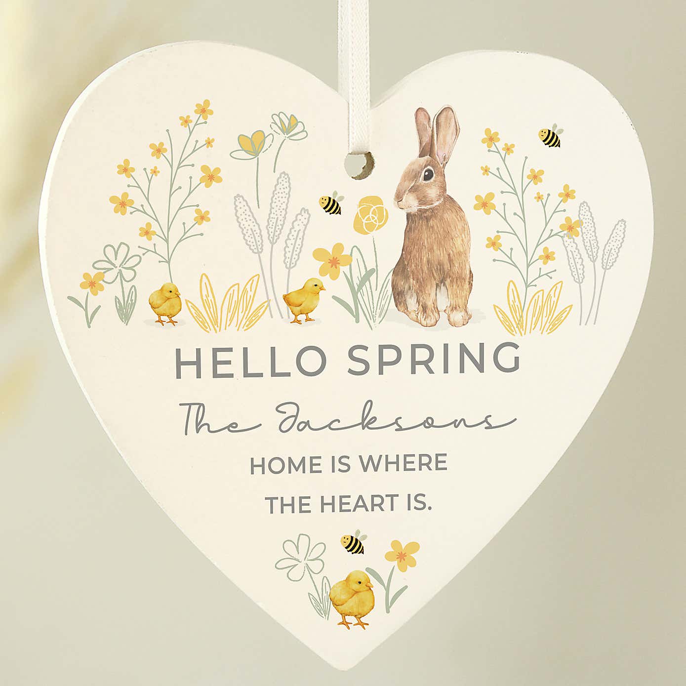 Personalised Spring Bunny Heart Decoration