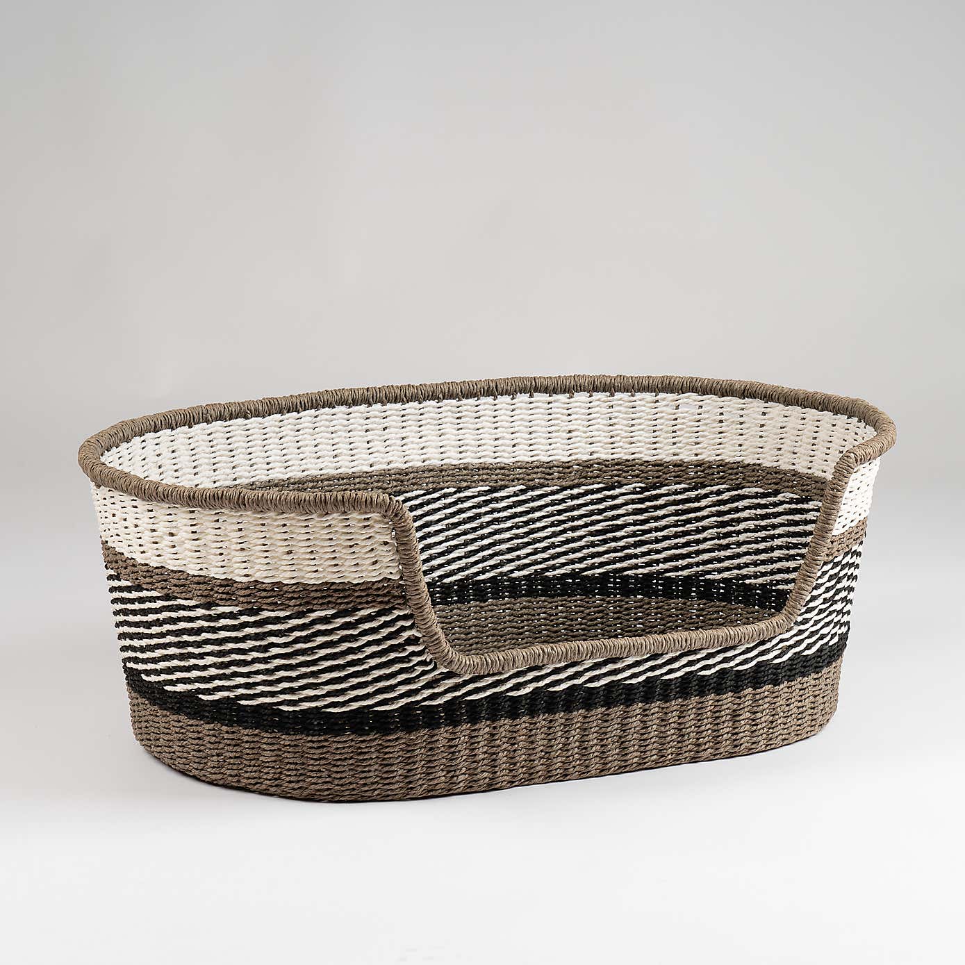 Grey Stripe Woven Pet Bed