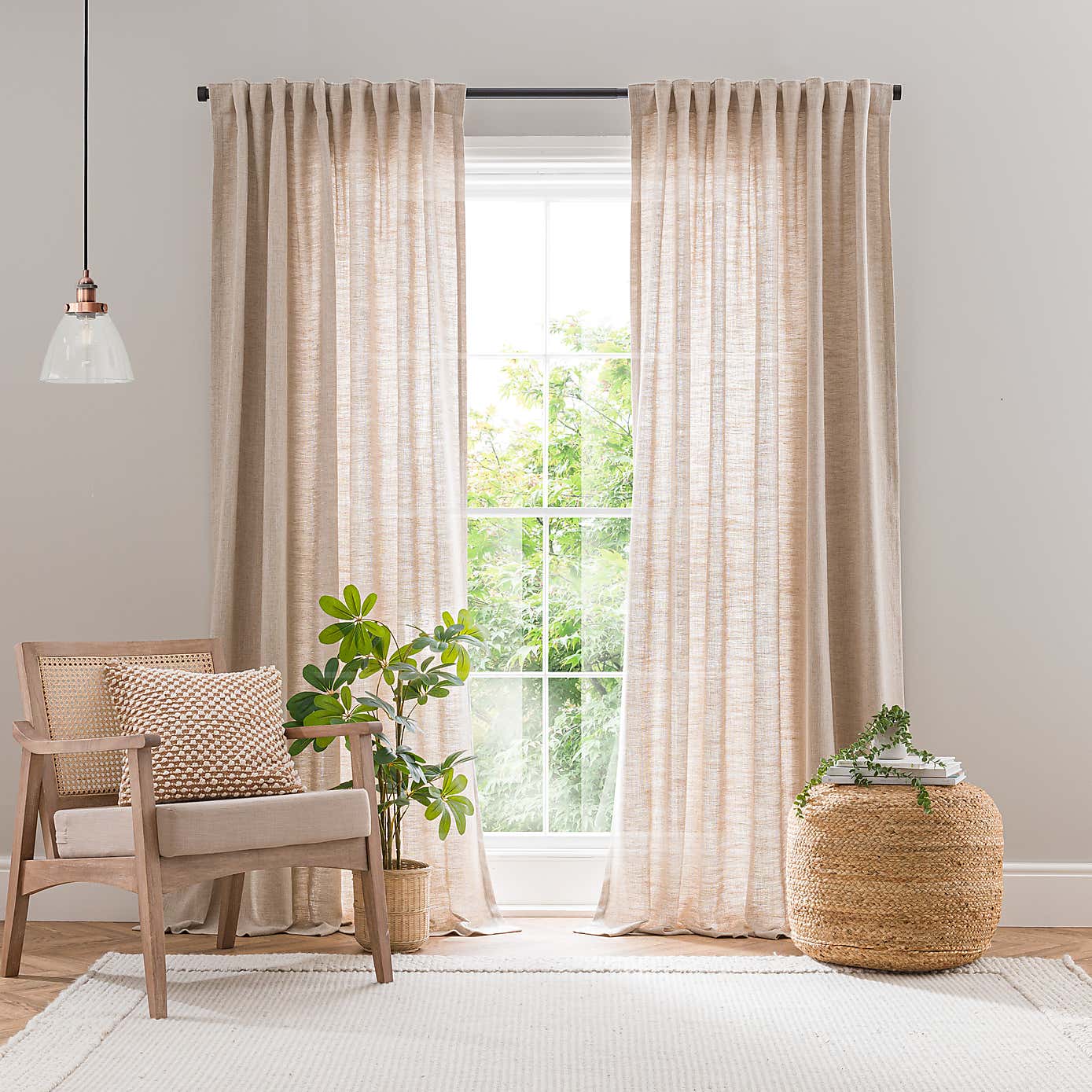 Zia Linen Look Multi Header Unlined Curtains