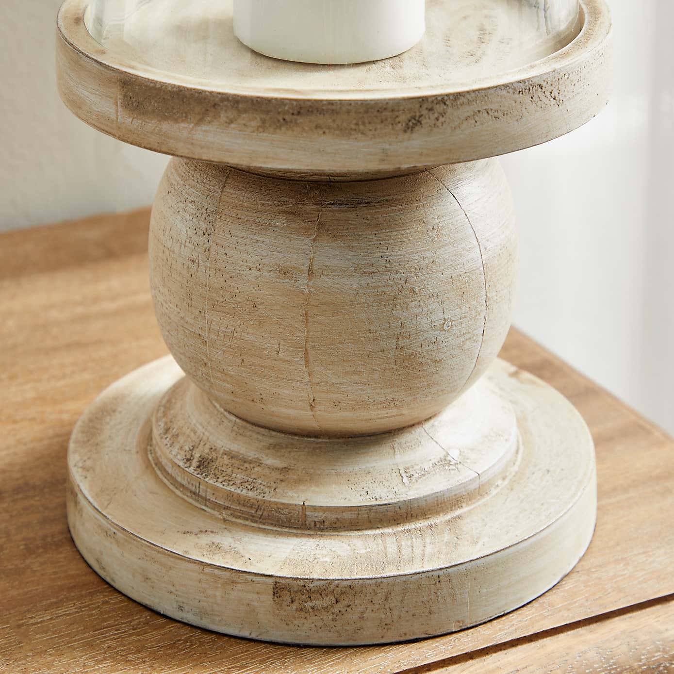 Churchgate Wood Glass Hurricane Candle Holder