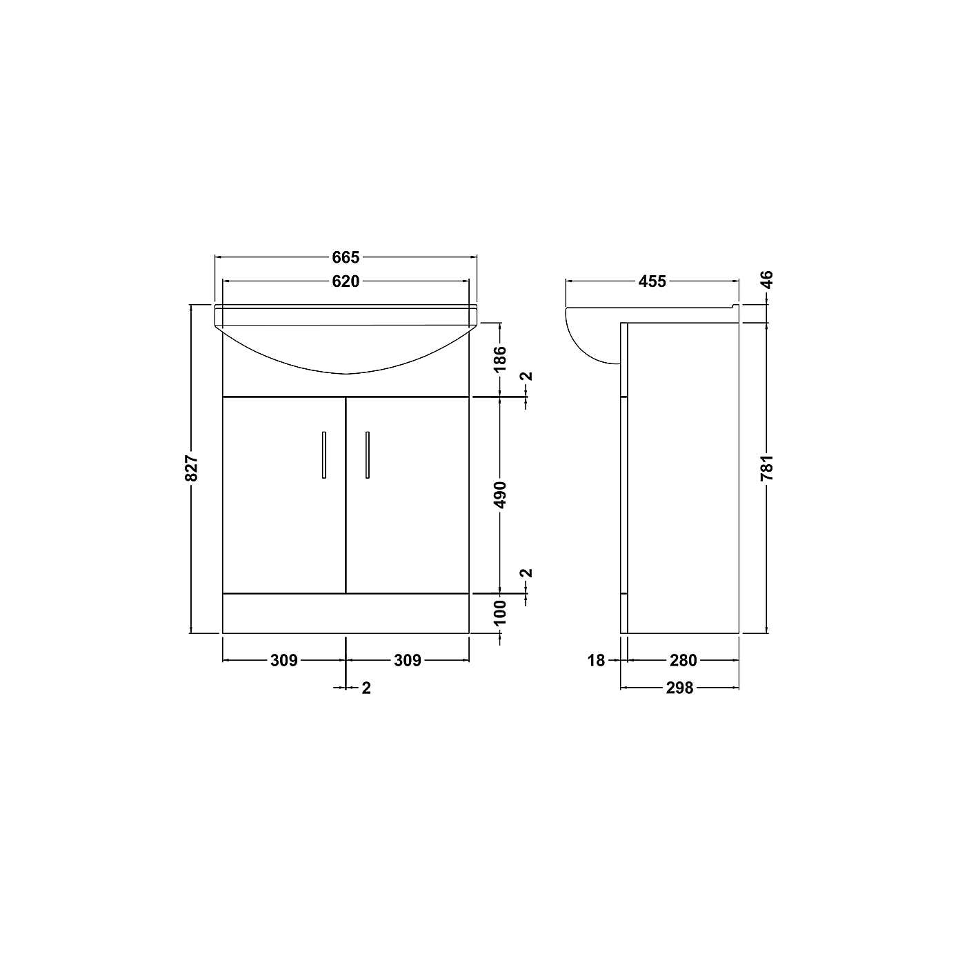 Mayford 2 Door Vanity Unit with Square Basin
