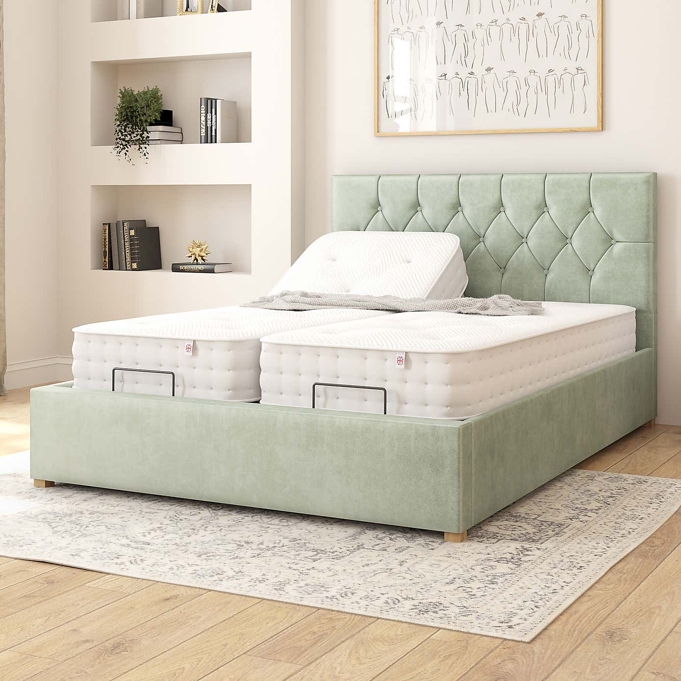 Olivier Plush Velvet Adjustable Bed