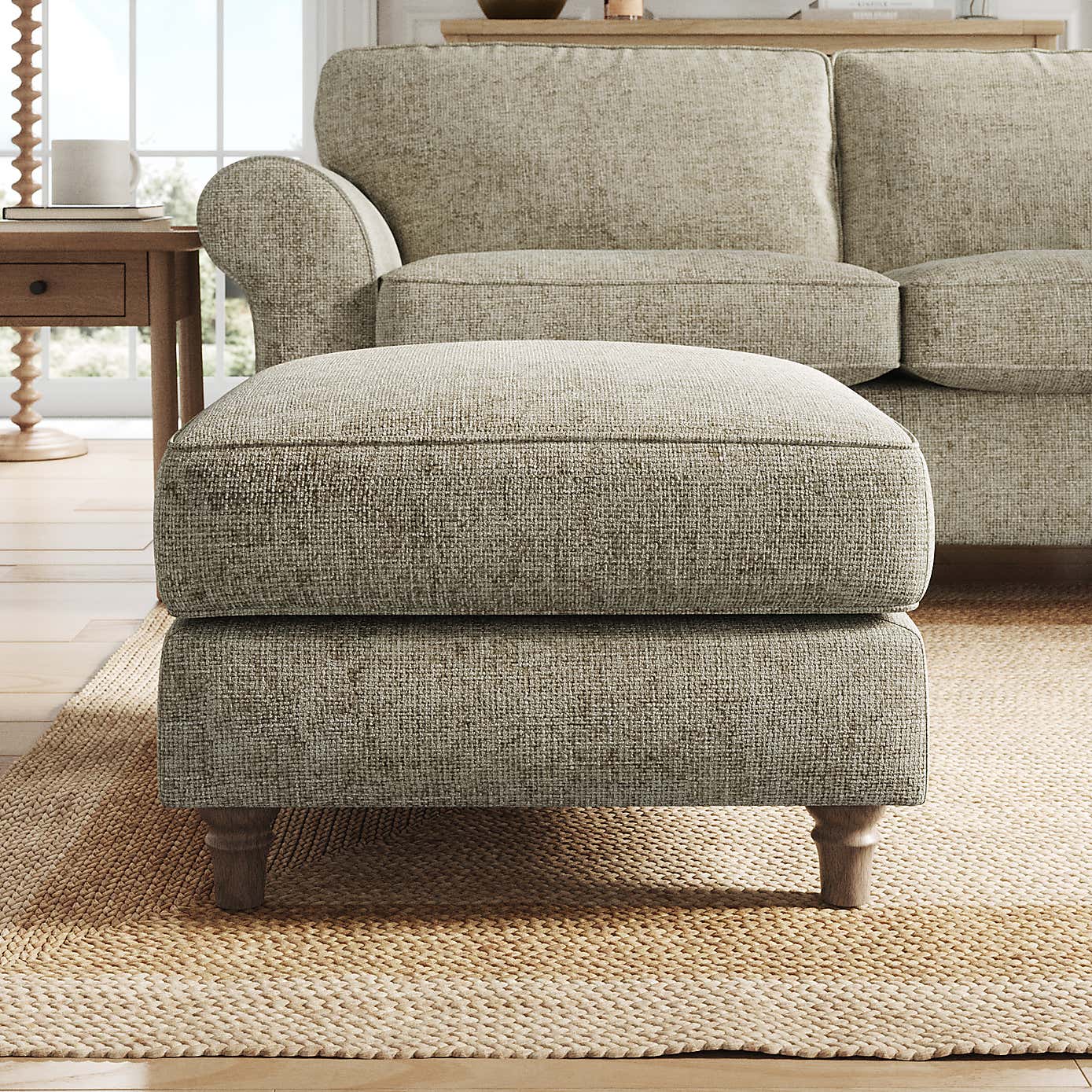 Flori Footstool, Chunky Chenille