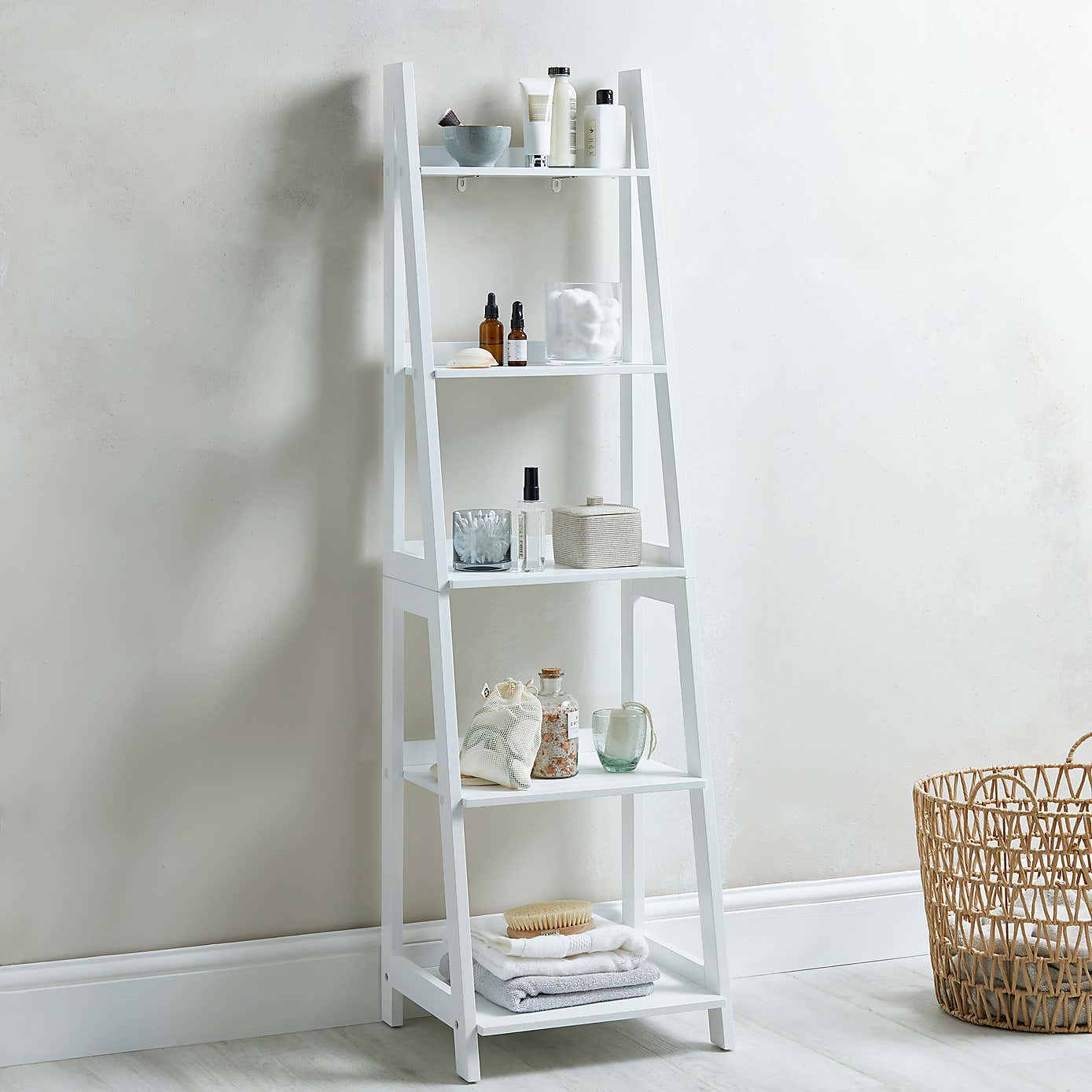 Nautical White Ladder Shelves