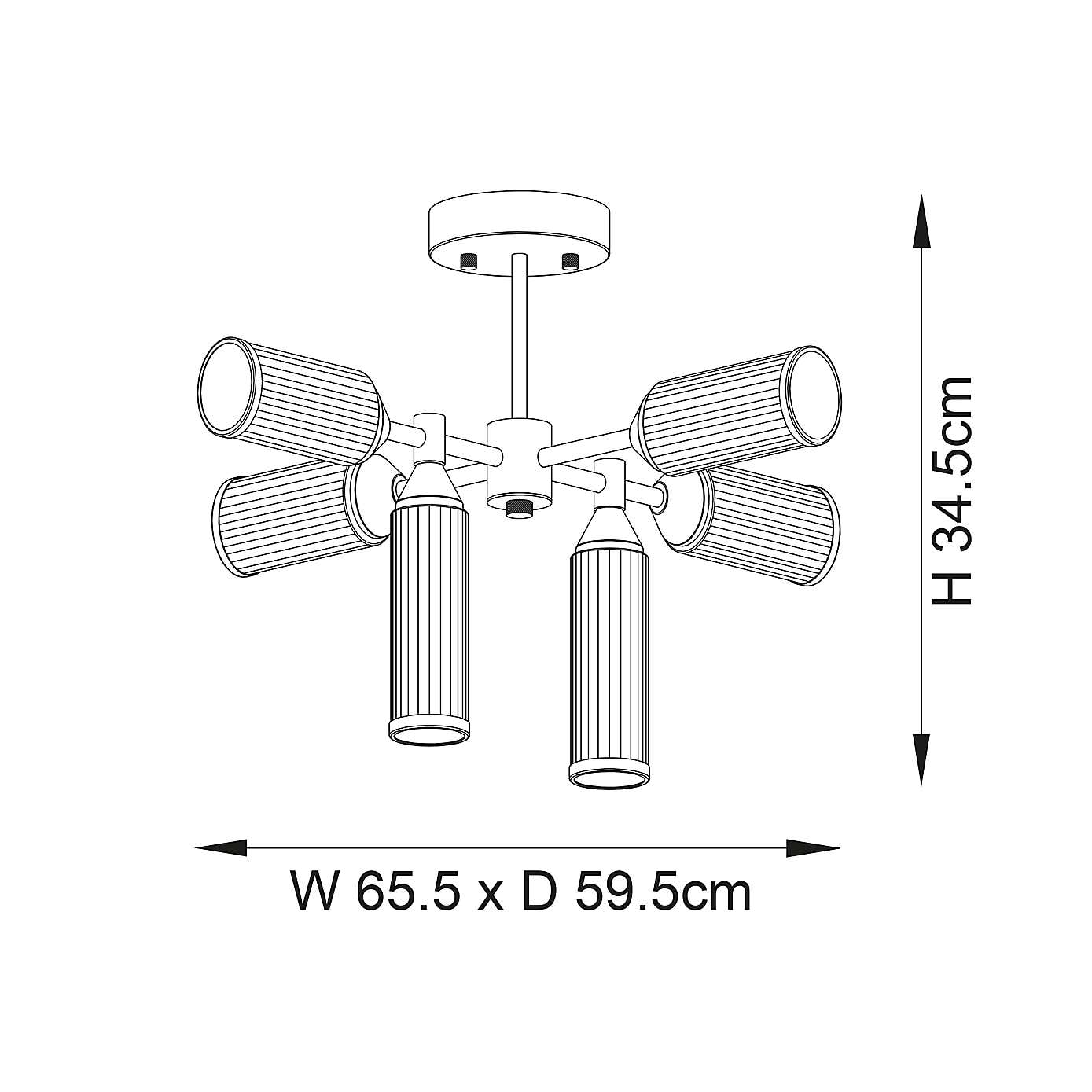 Vogue Bailey Art Deco 6 Light Semi Flush Ceiling Light