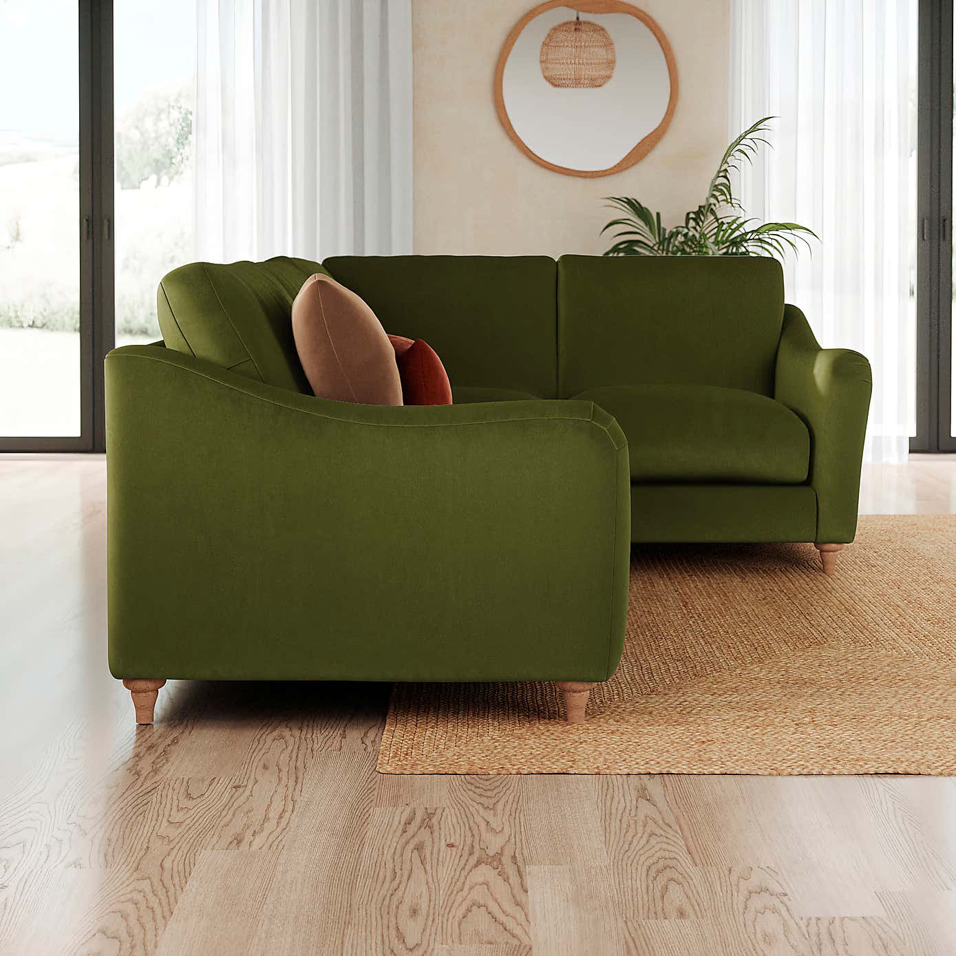 Hattie Matte Plush Velvet Corner Sofa