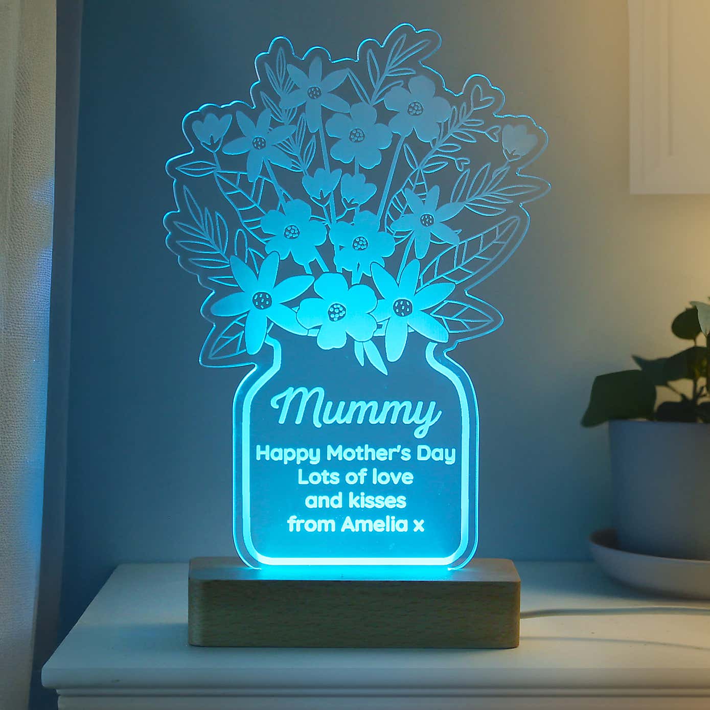 Personalised Flower Vase LED Light Lamp