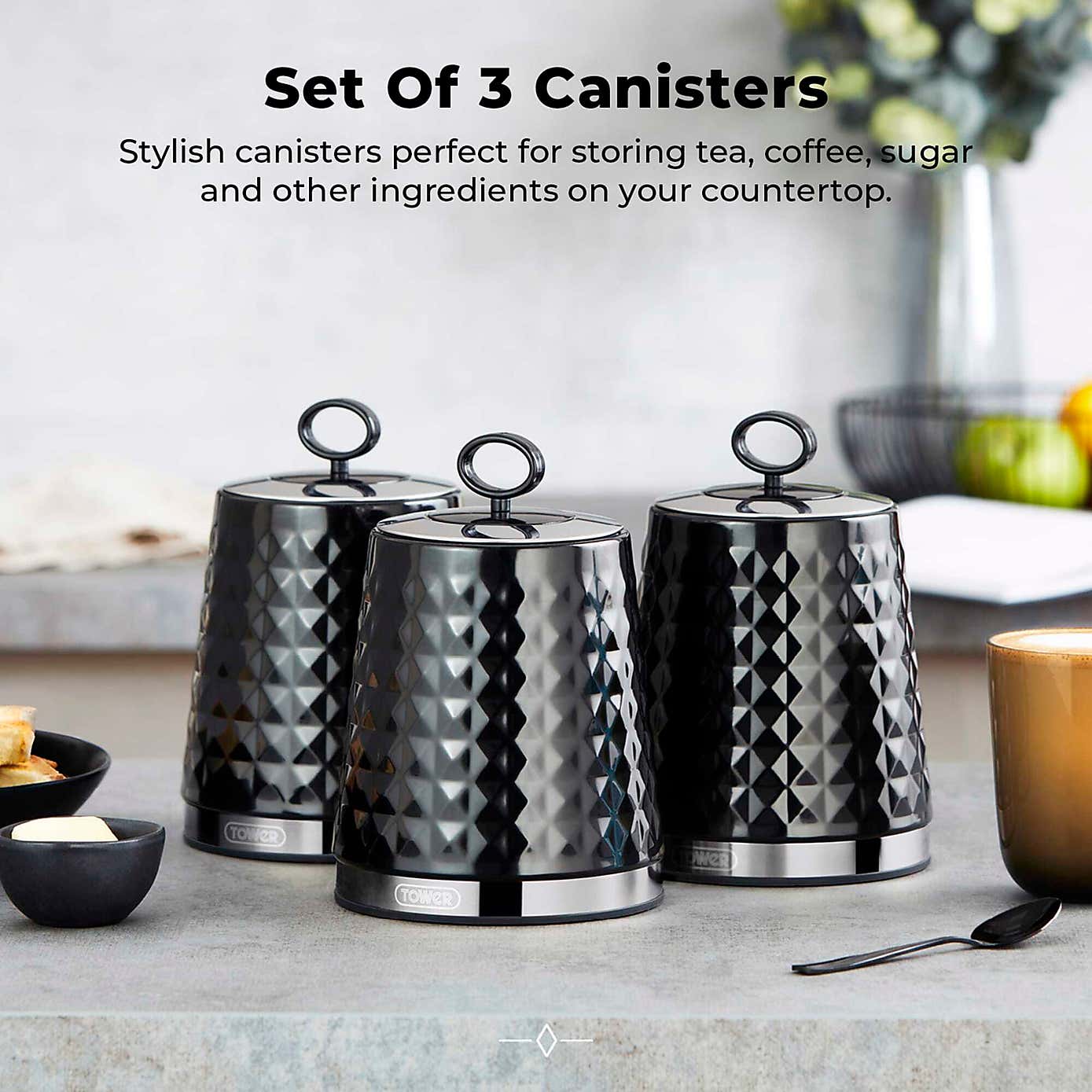 TOWER Solitaire Set of 3 Canisters