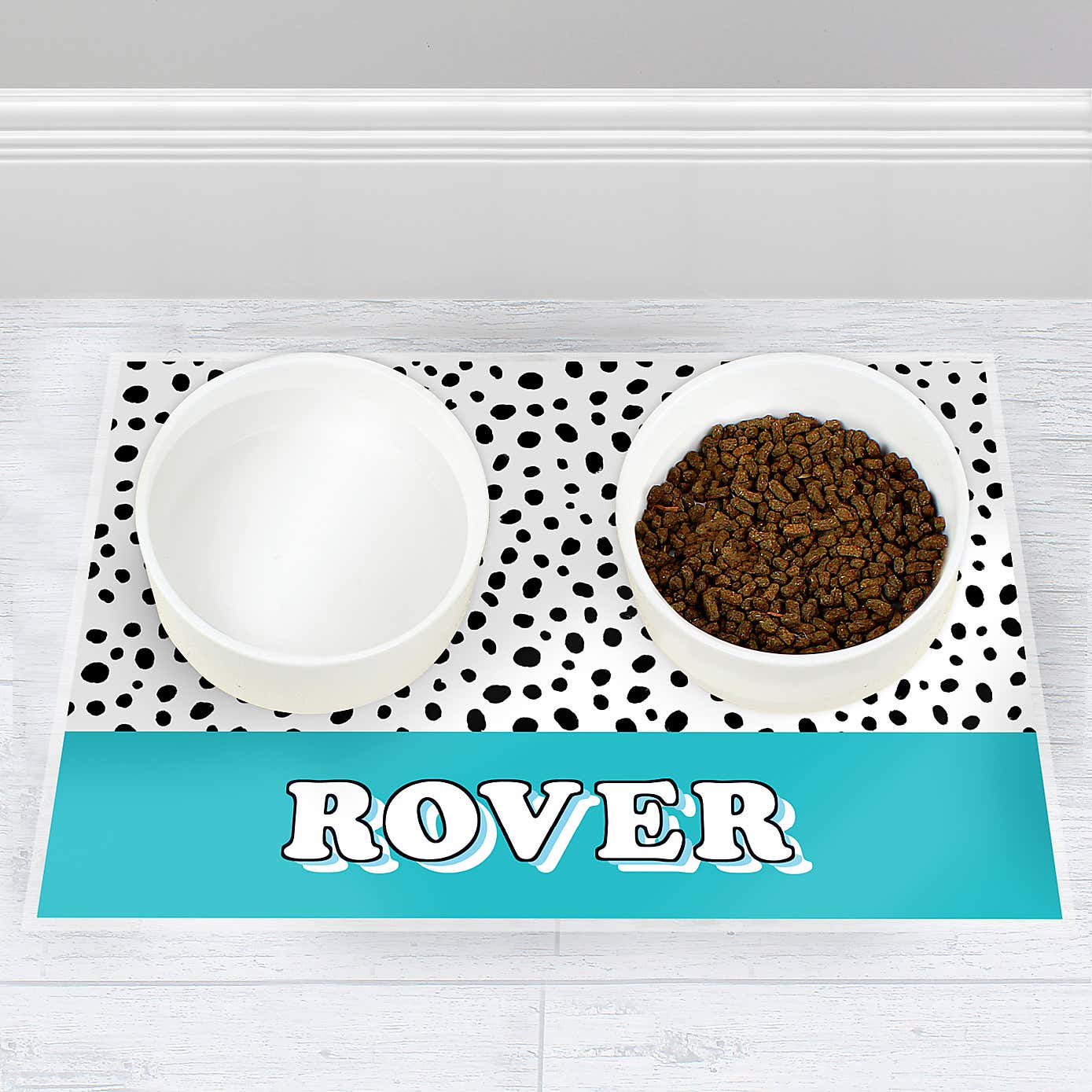 Personalised Spotty Dog Pet Bowl Mat