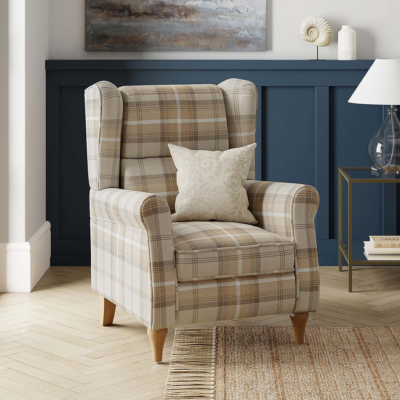 Oswald Padded Pushback Check Armchair