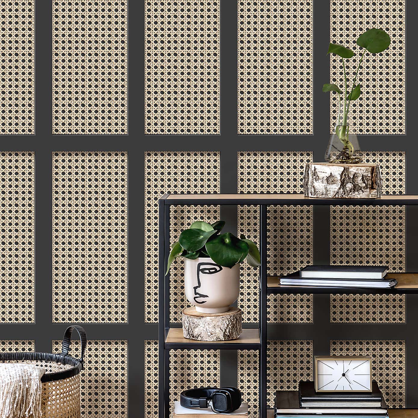 Cane Panel Panelling Wallpaper