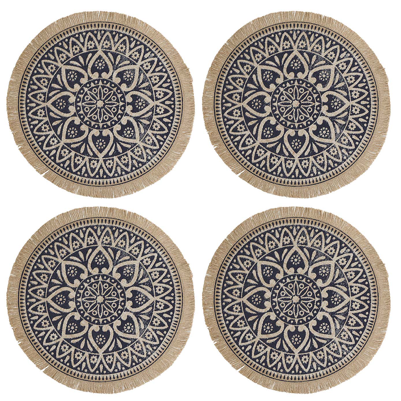 Creative Tops Set of 4 Blue Mandala Patterned Jute Placemats