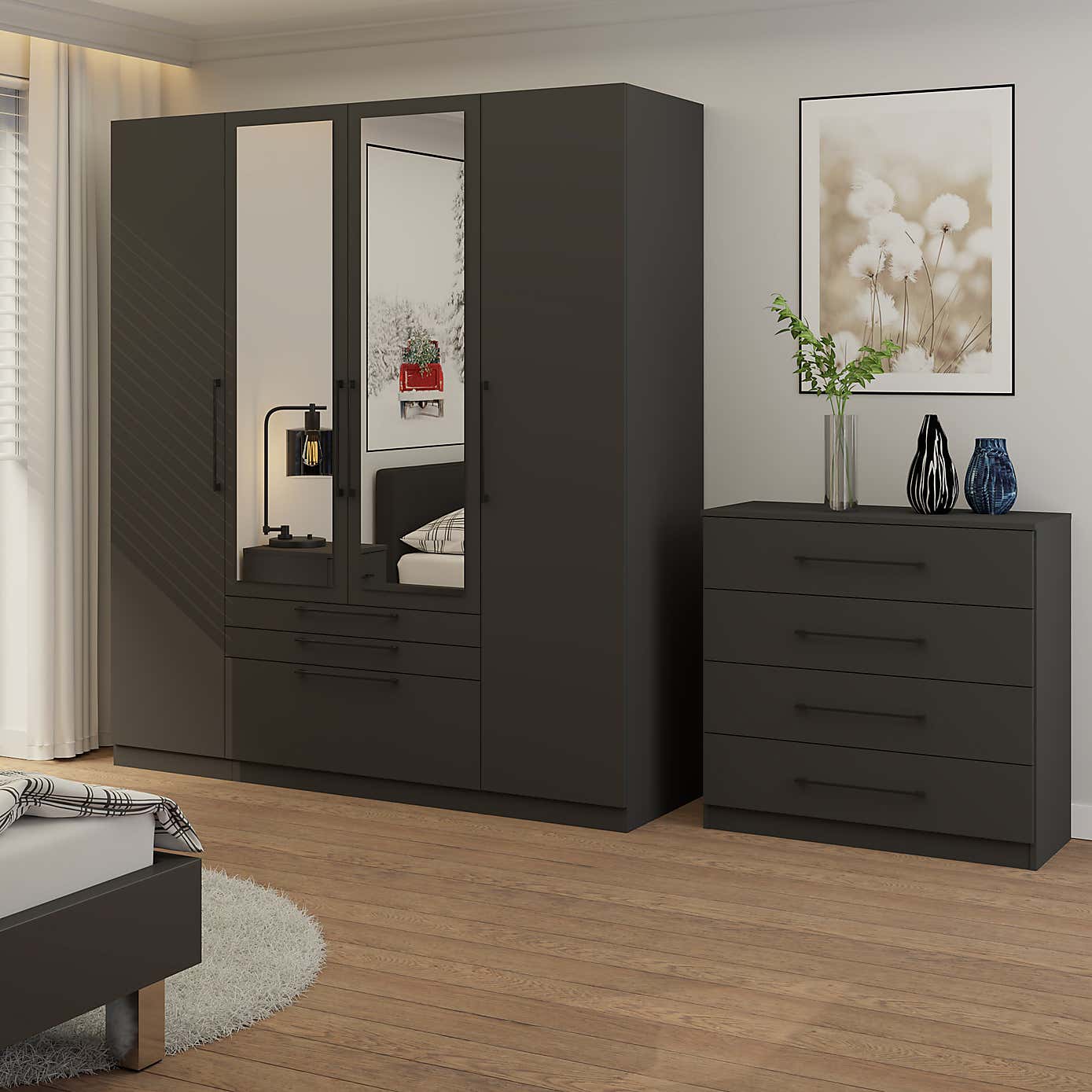 Foster 4 Door 3 Drawer Wardrobe